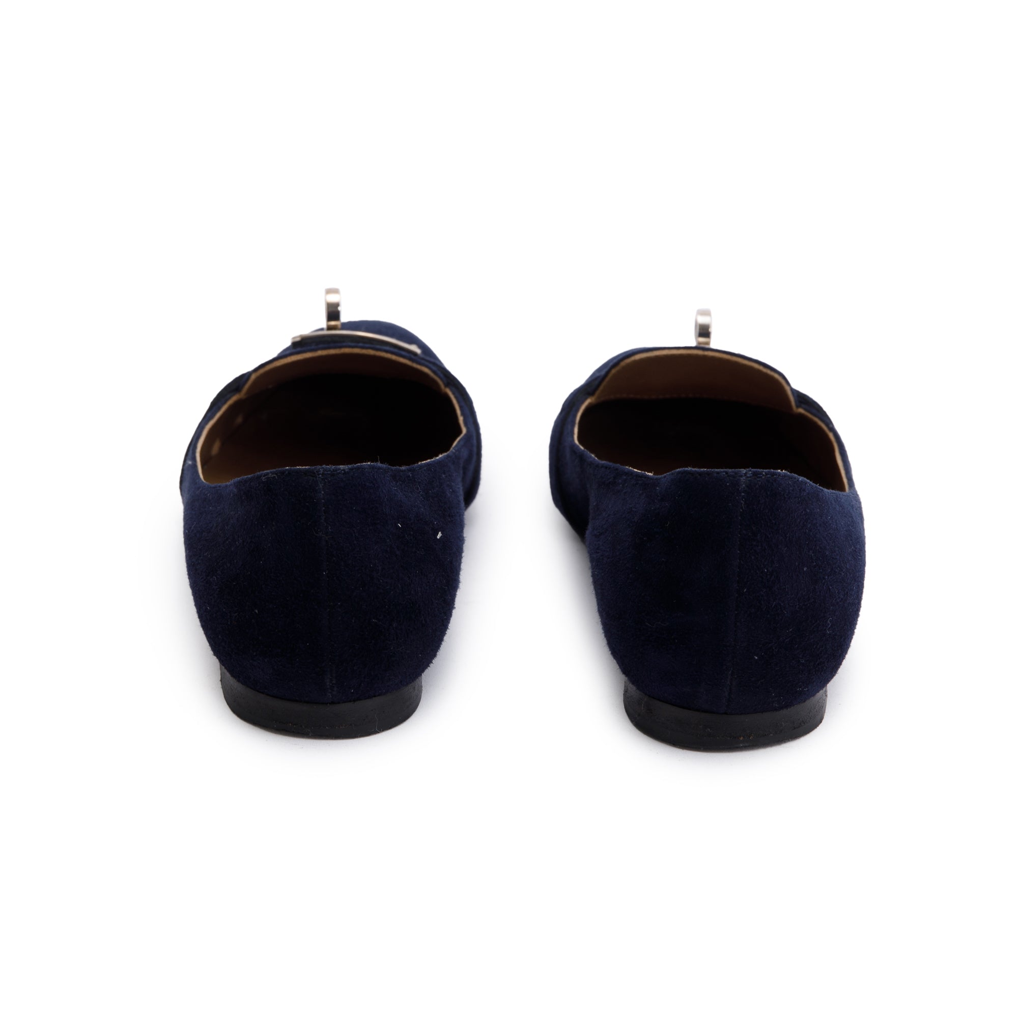 Hermes Marine Velvet Pegase Flat Shoes, Size 35