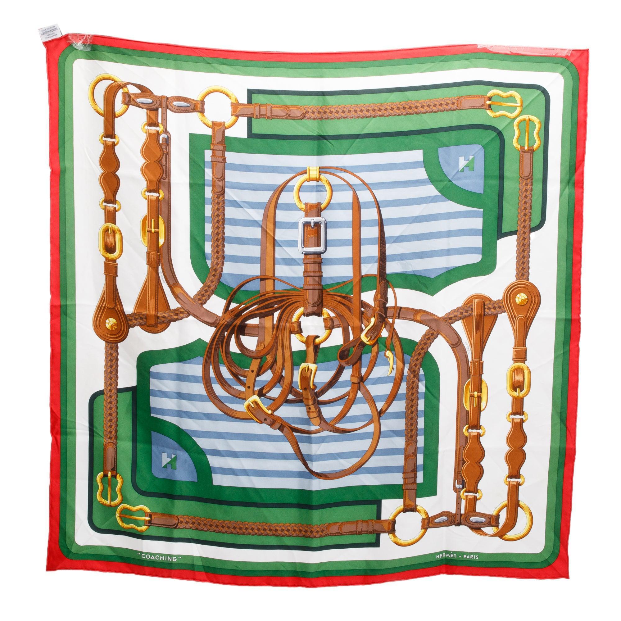Hermes Multicolor 'Coaching Forever' Silk Scarf 90