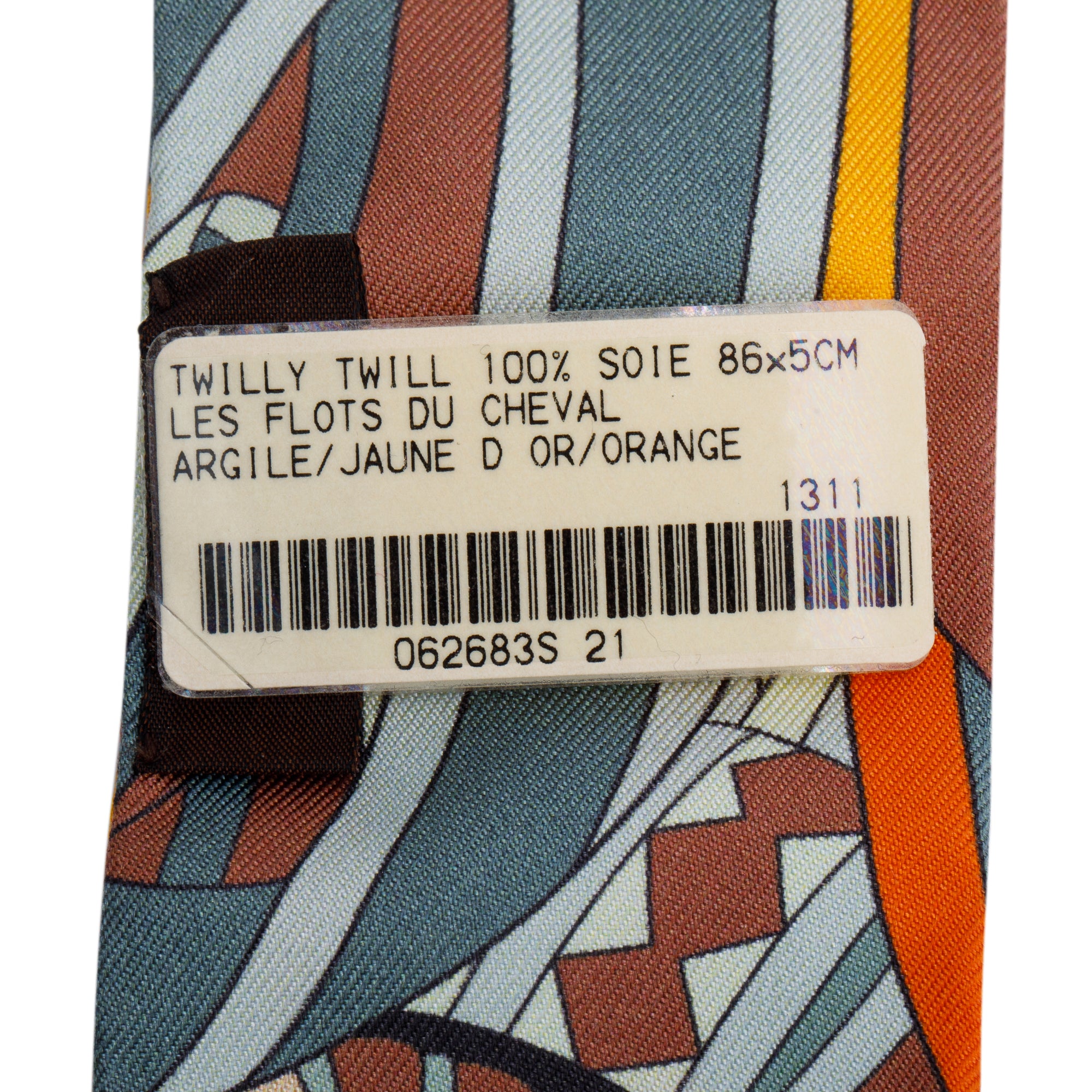Hermes Multicolor 'Les Flots Du Cheval' Silk Twilly w/ Box