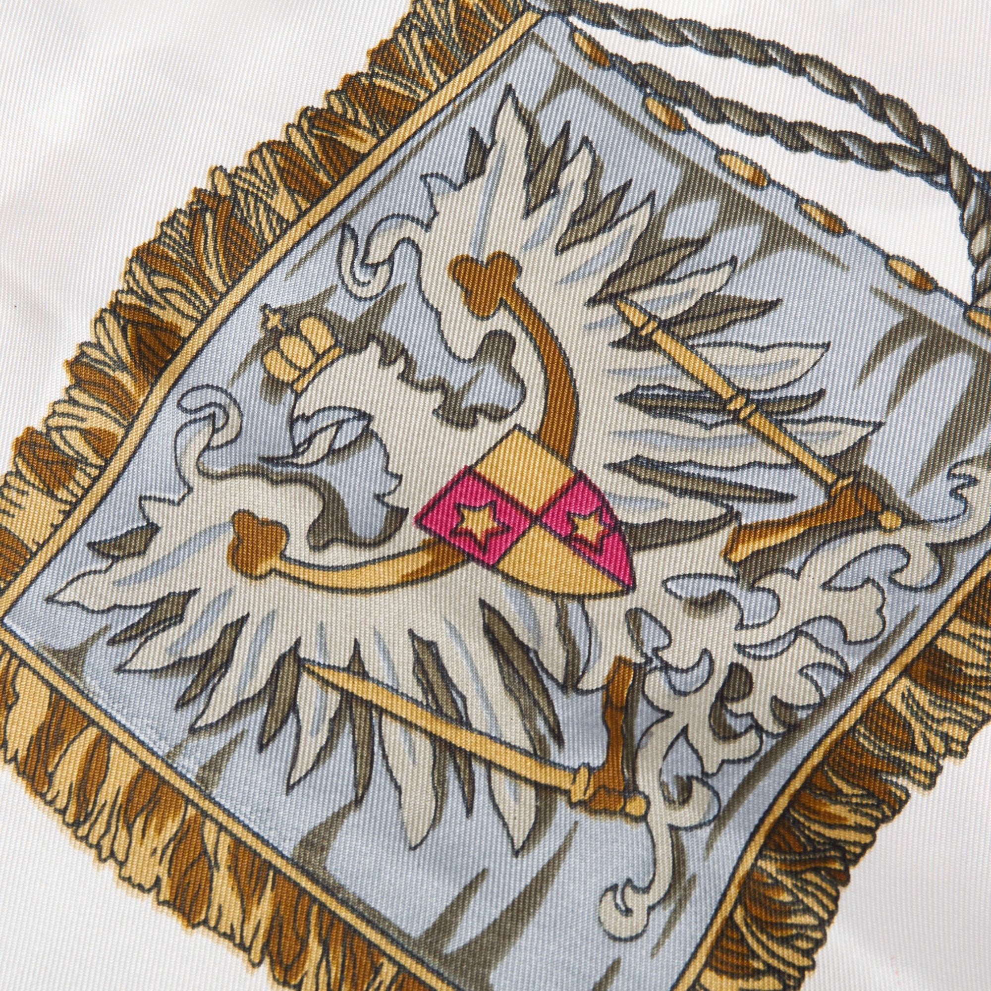 Hermes Multicolor d 'Lion Crest' Silk Scarf 90