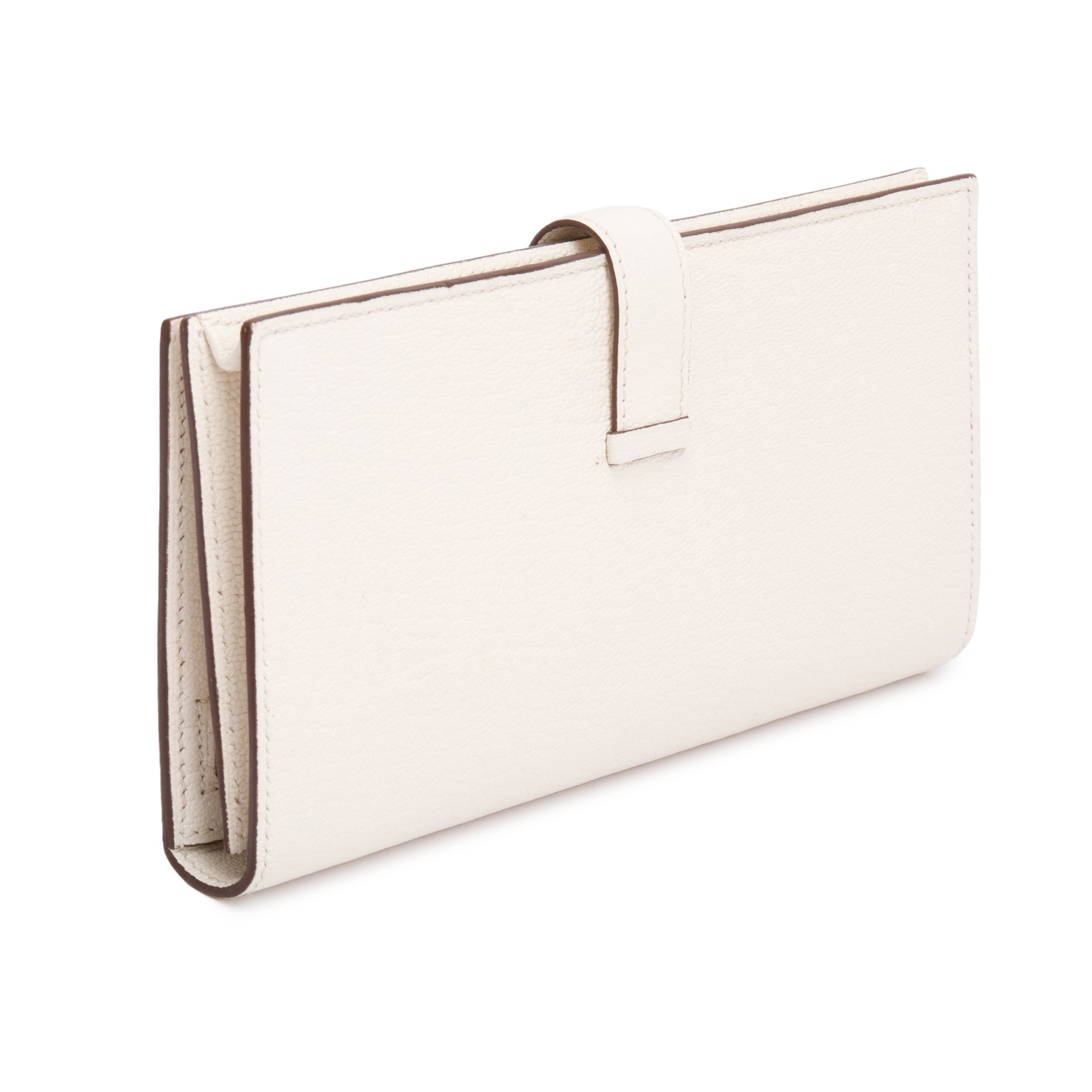 Hermes Mushroom Chevre Mysore Leather Bearn Gusset Wallet w/ Box