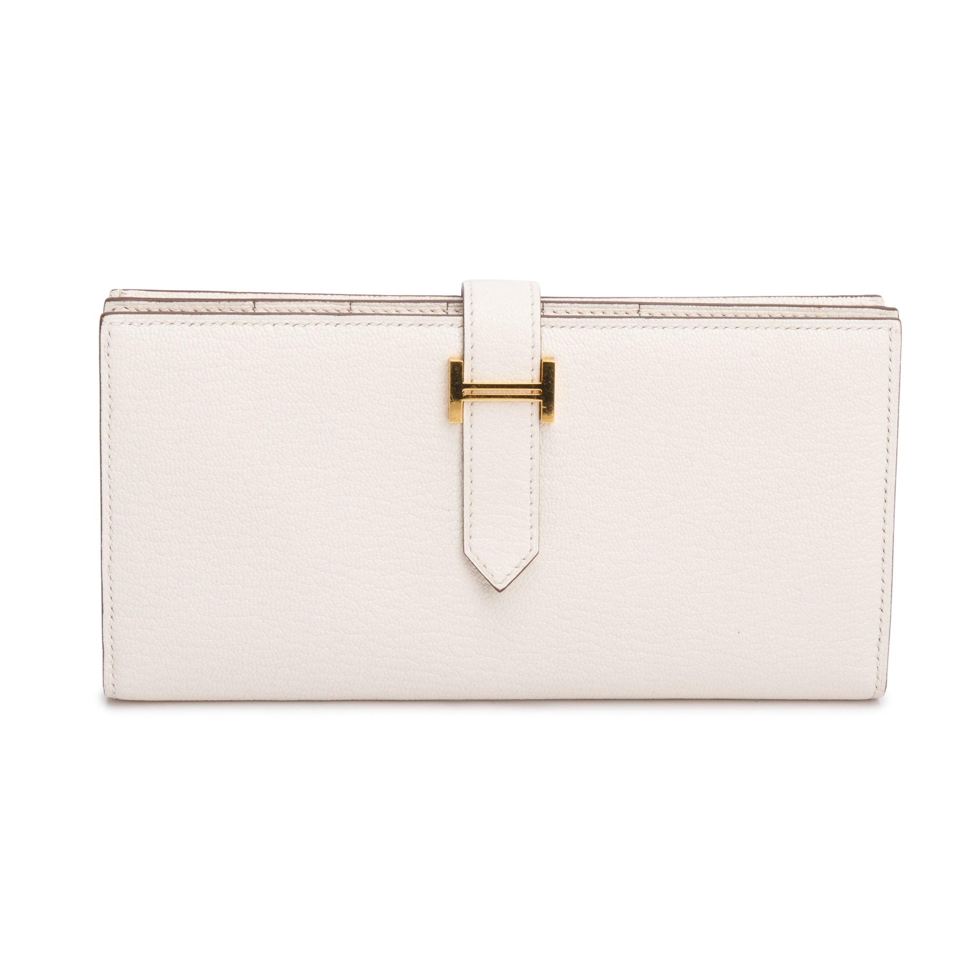 Hermes Mushroom Chevre Mysore Leather Bearn Gusset Wallet w/ Box