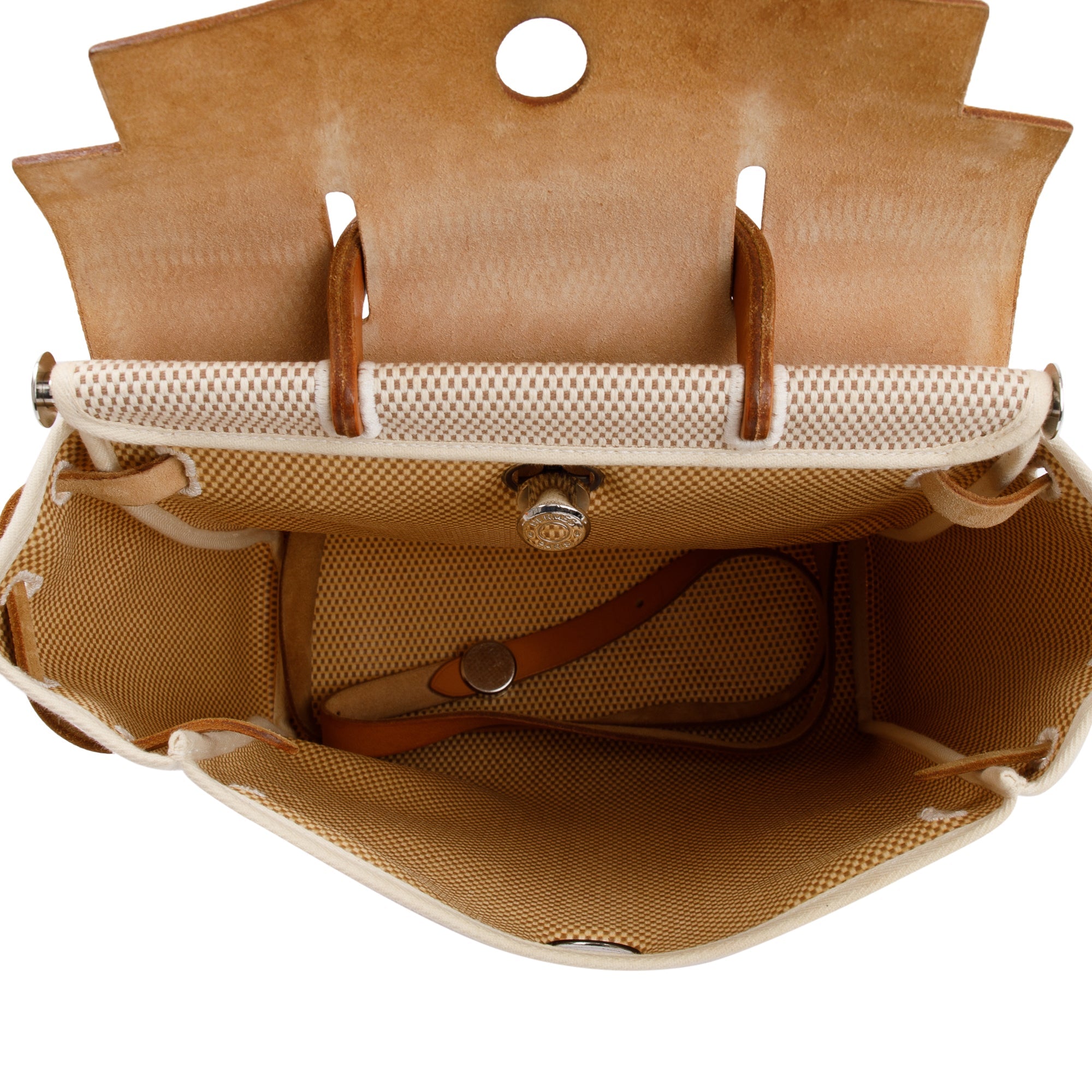 Hermes Natural Toile Vache Calfskin Herbag Backpack