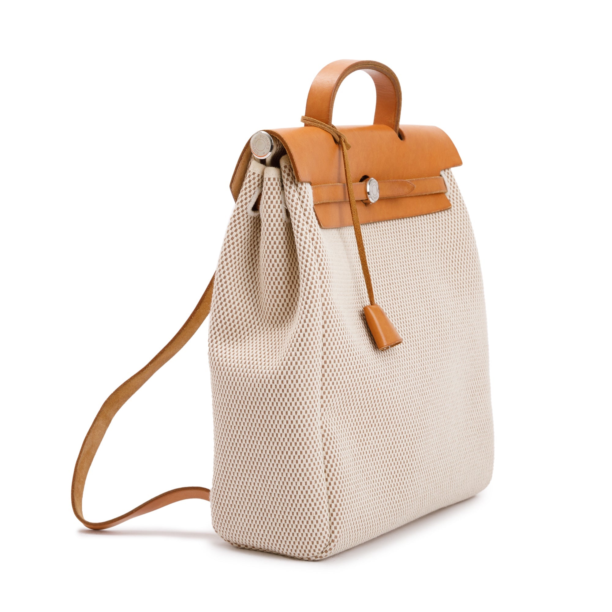 Hermes Natural Toile Vache Calfskin Herbag Backpack