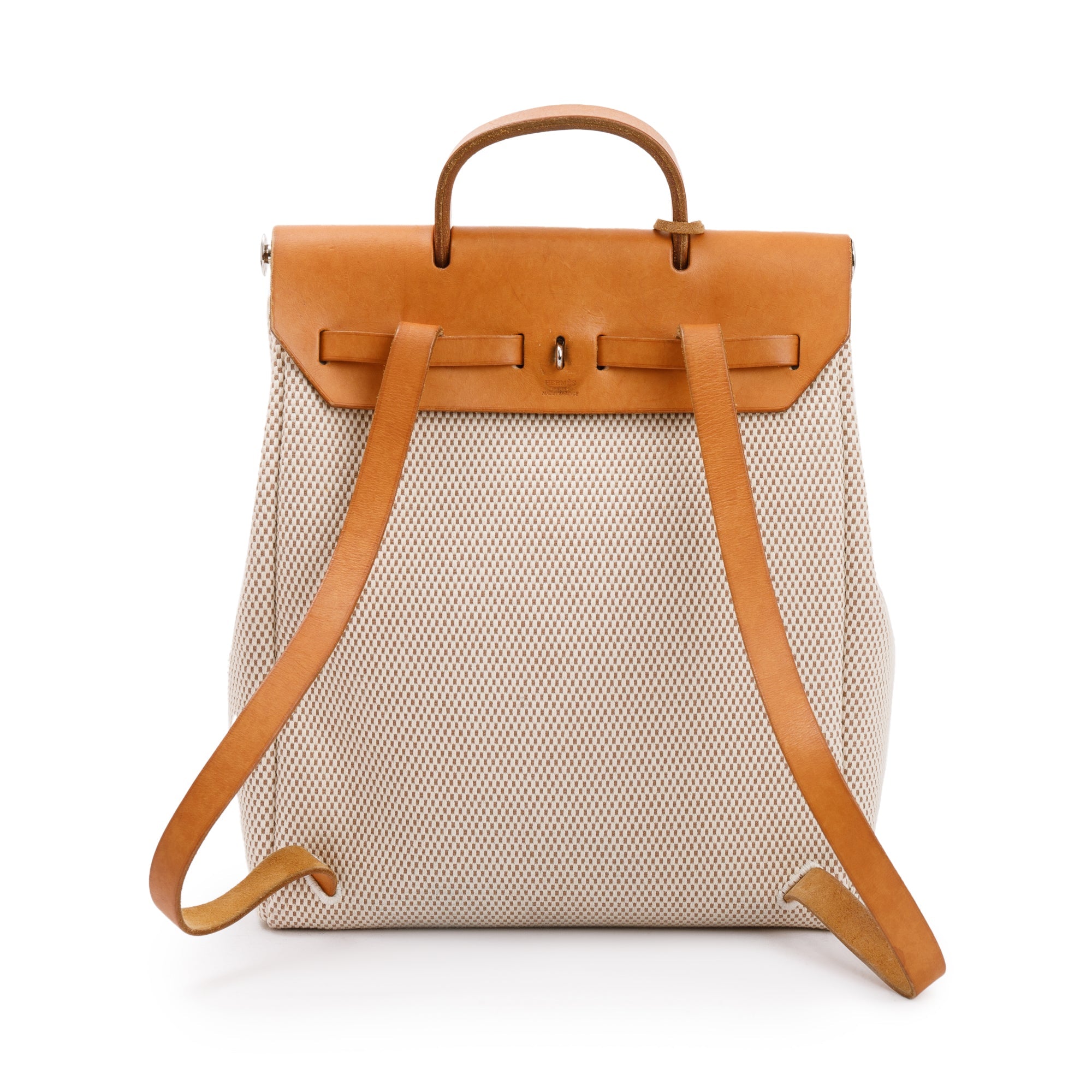 Hermes Natural Toile Vache Calfskin Herbag Backpack