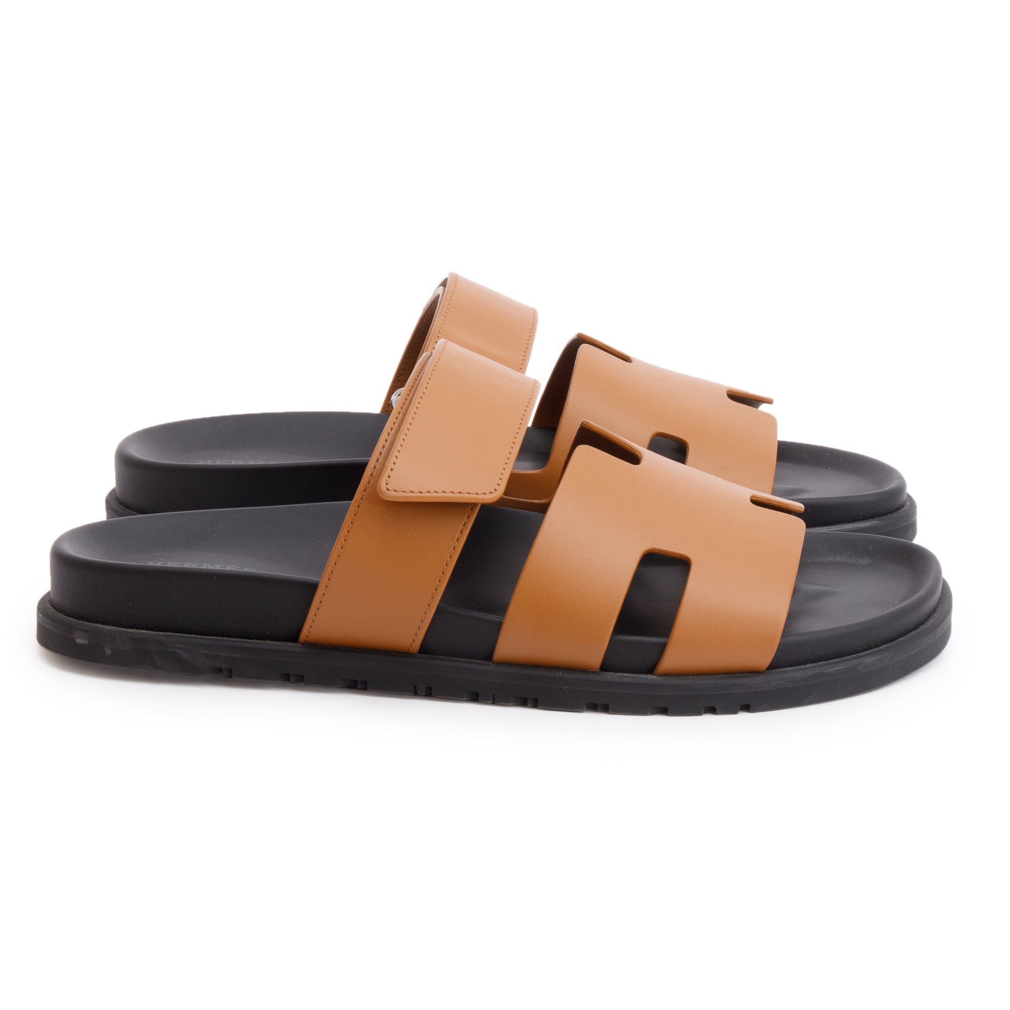 Hermes Naturel Veau Calfskin Leather Chypre Sandals, Size 42 w/ Box