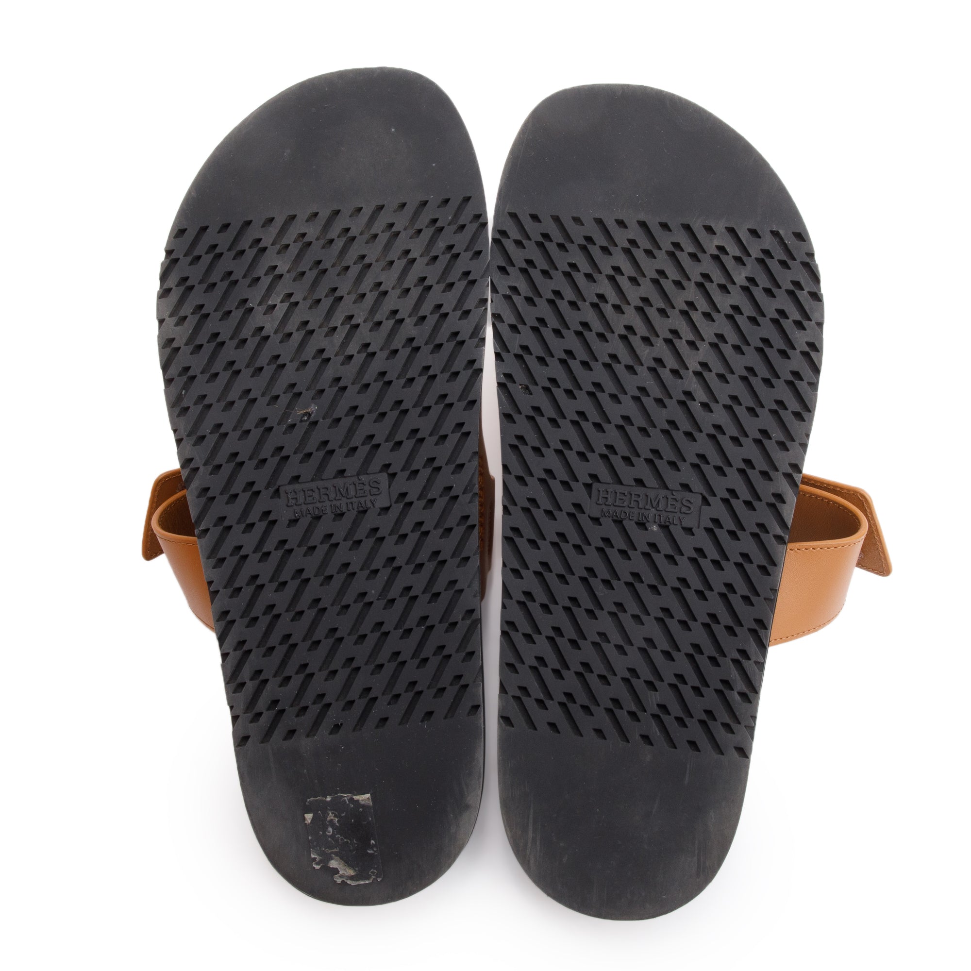 Hermes Naturel Veau Calfskin Leather Chypre Sandals, Size 42 w/ Box