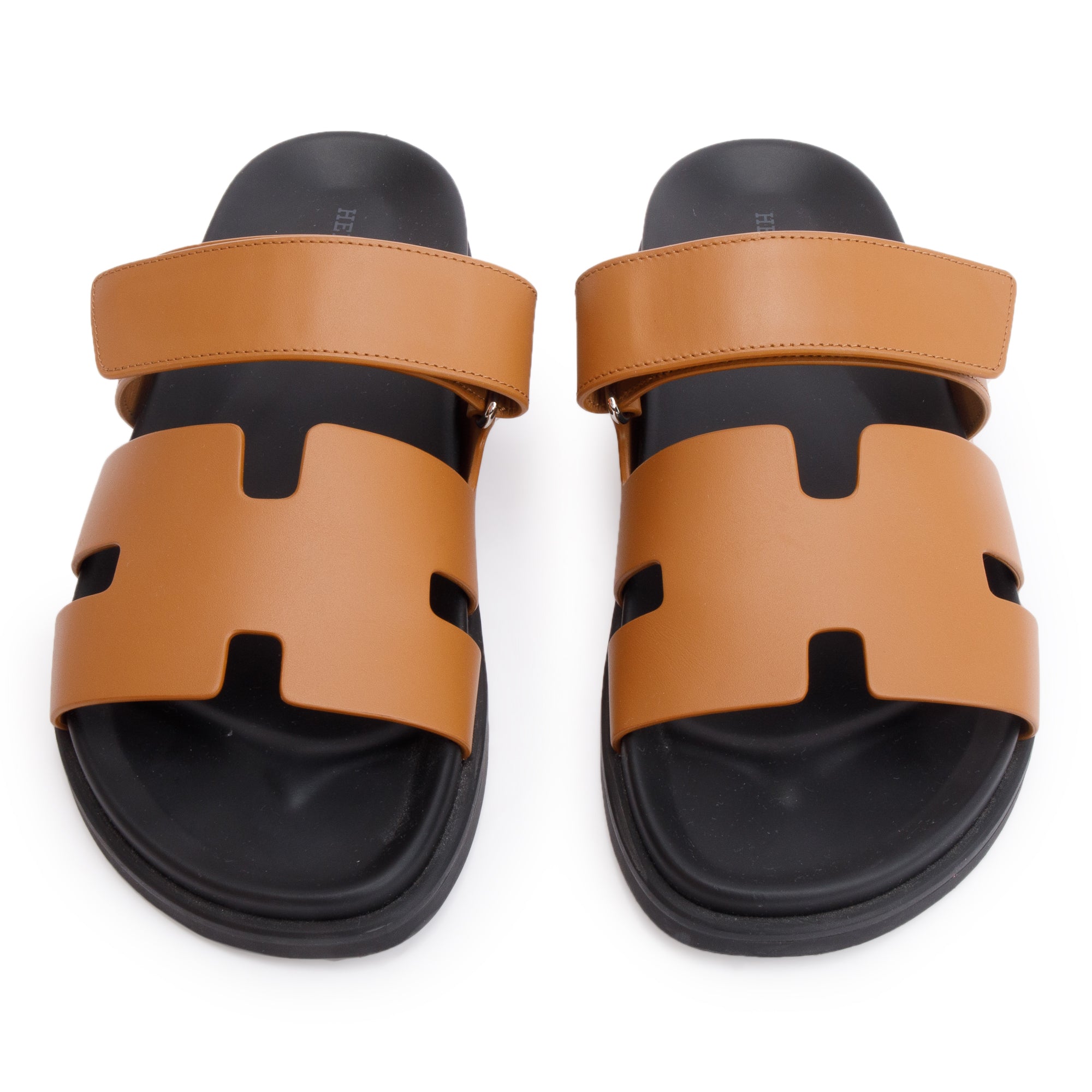 Hermes Naturel Veau Calfskin Leather Chypre Sandals, Size 42 w/ Box