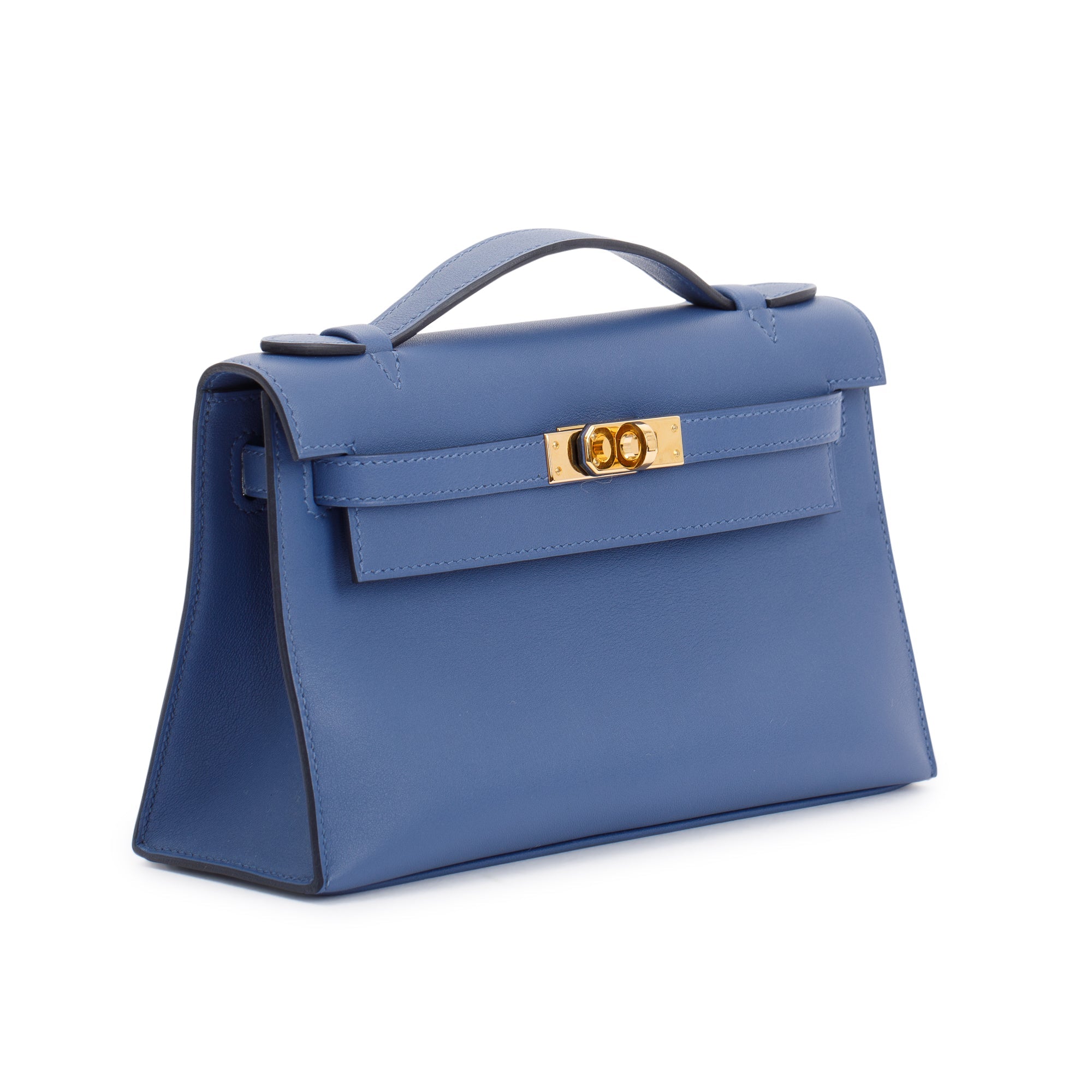 Hermes Navy Swift Leather Kelly Pochette Clutch