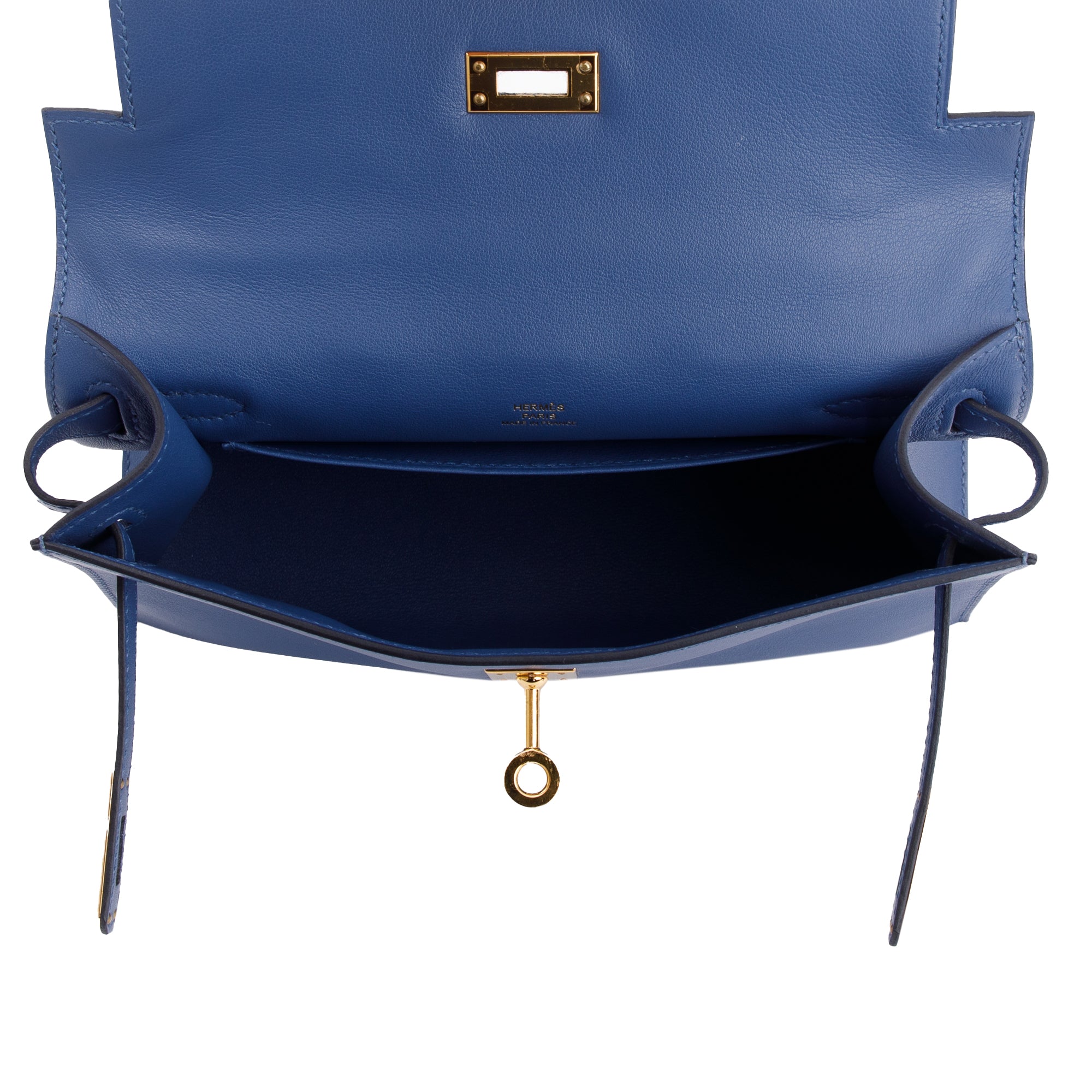 Hermes Navy Swift Leather Kelly Pochette Clutch