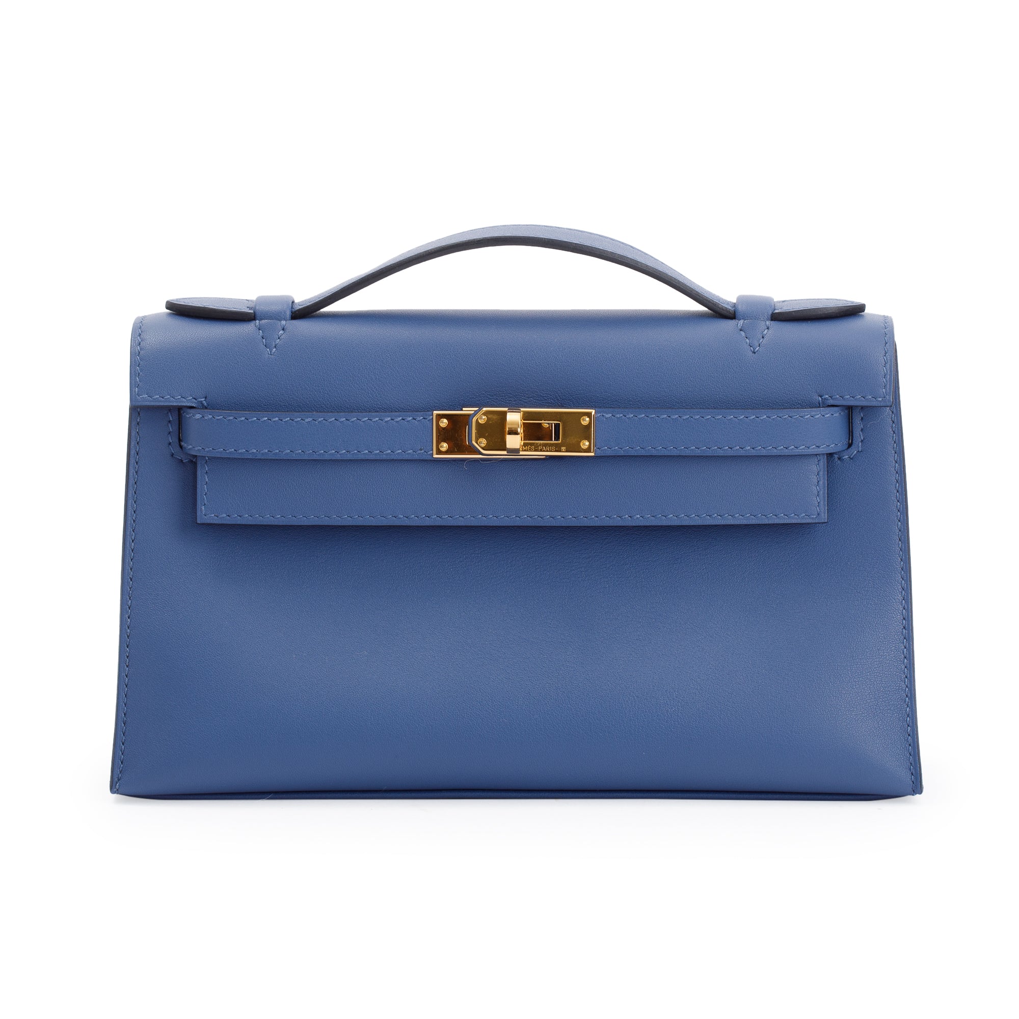 Hermes Navy Swift Leather Kelly Pochette Clutch