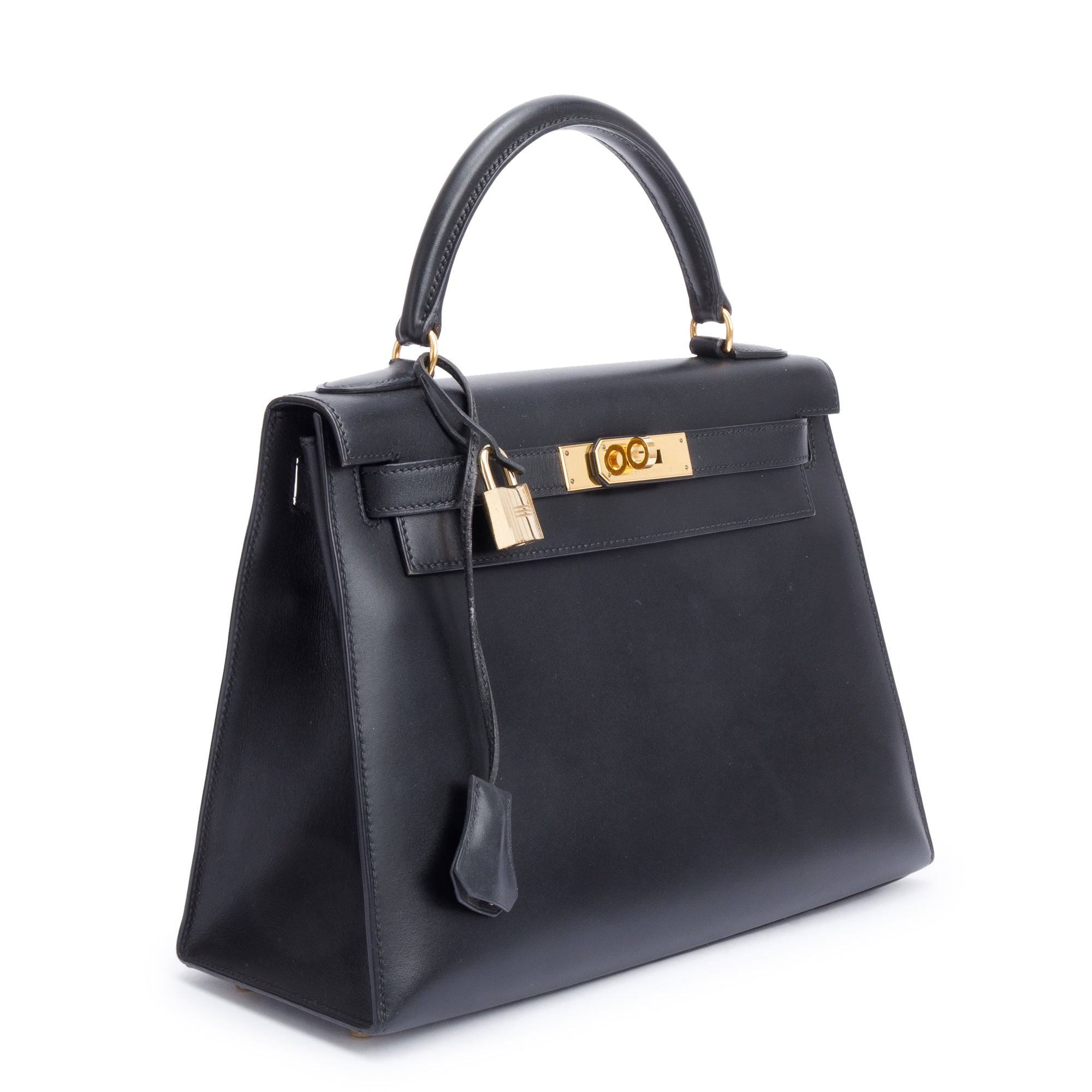 Hermes Noir Box Leather Kelly Sellier 28