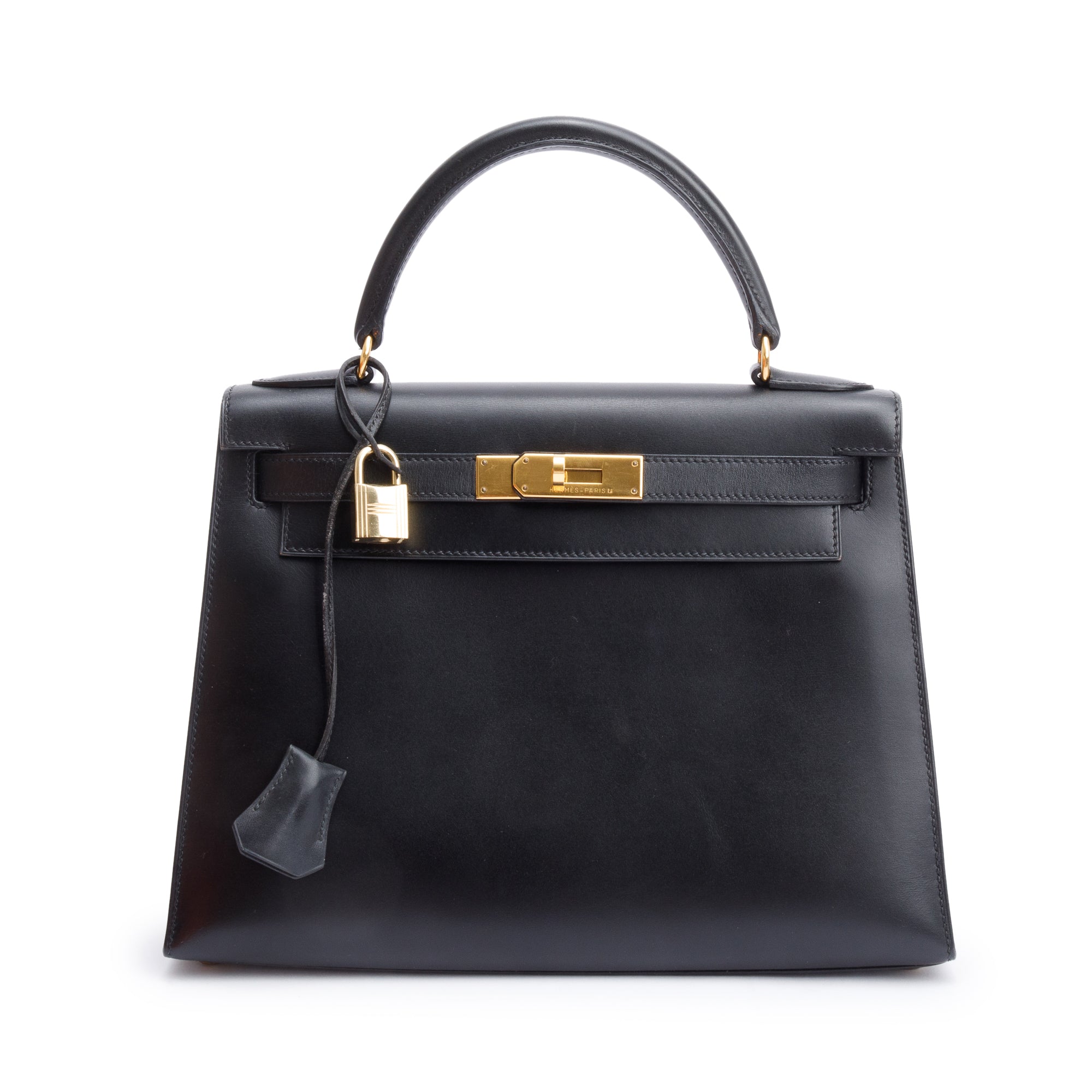 Hermes Noir Box Leather Kelly Sellier 28