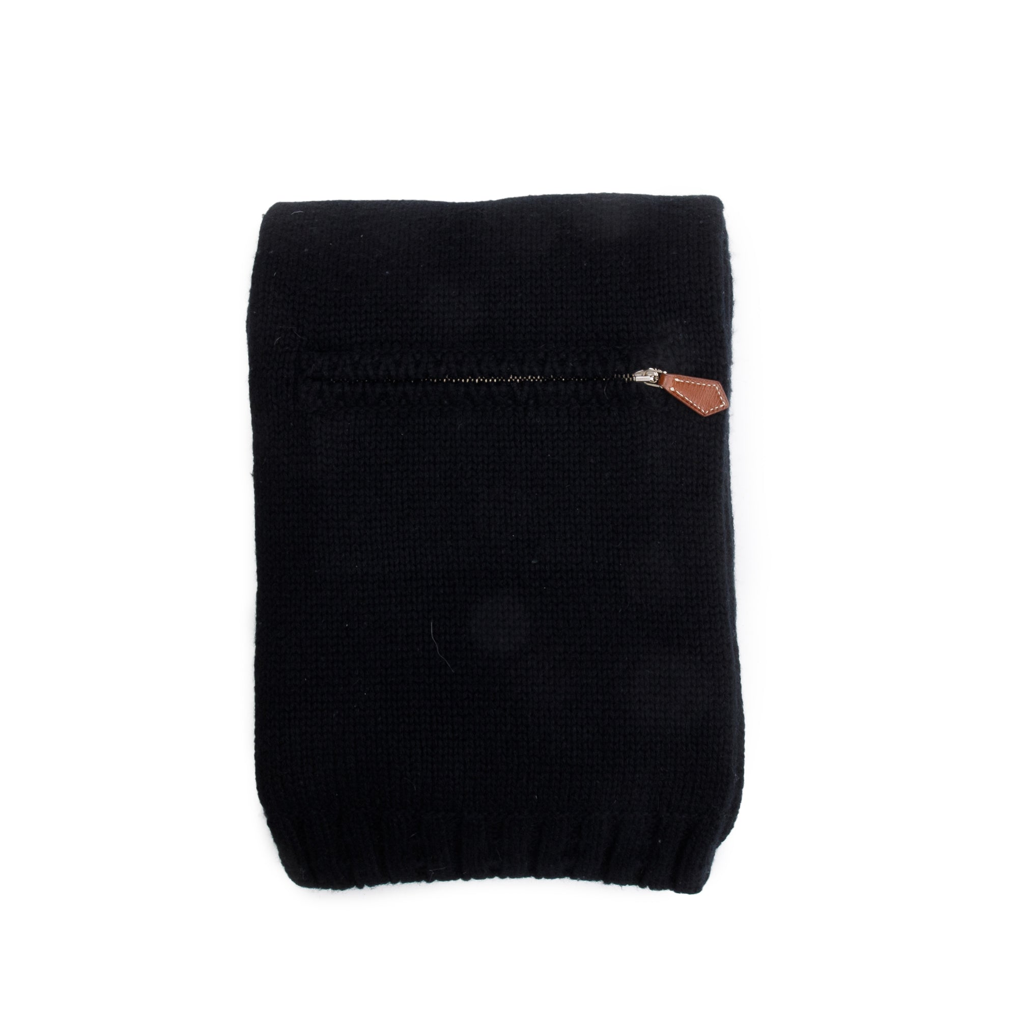 Hermes Noir Cashmere Zip Pocket Muffler