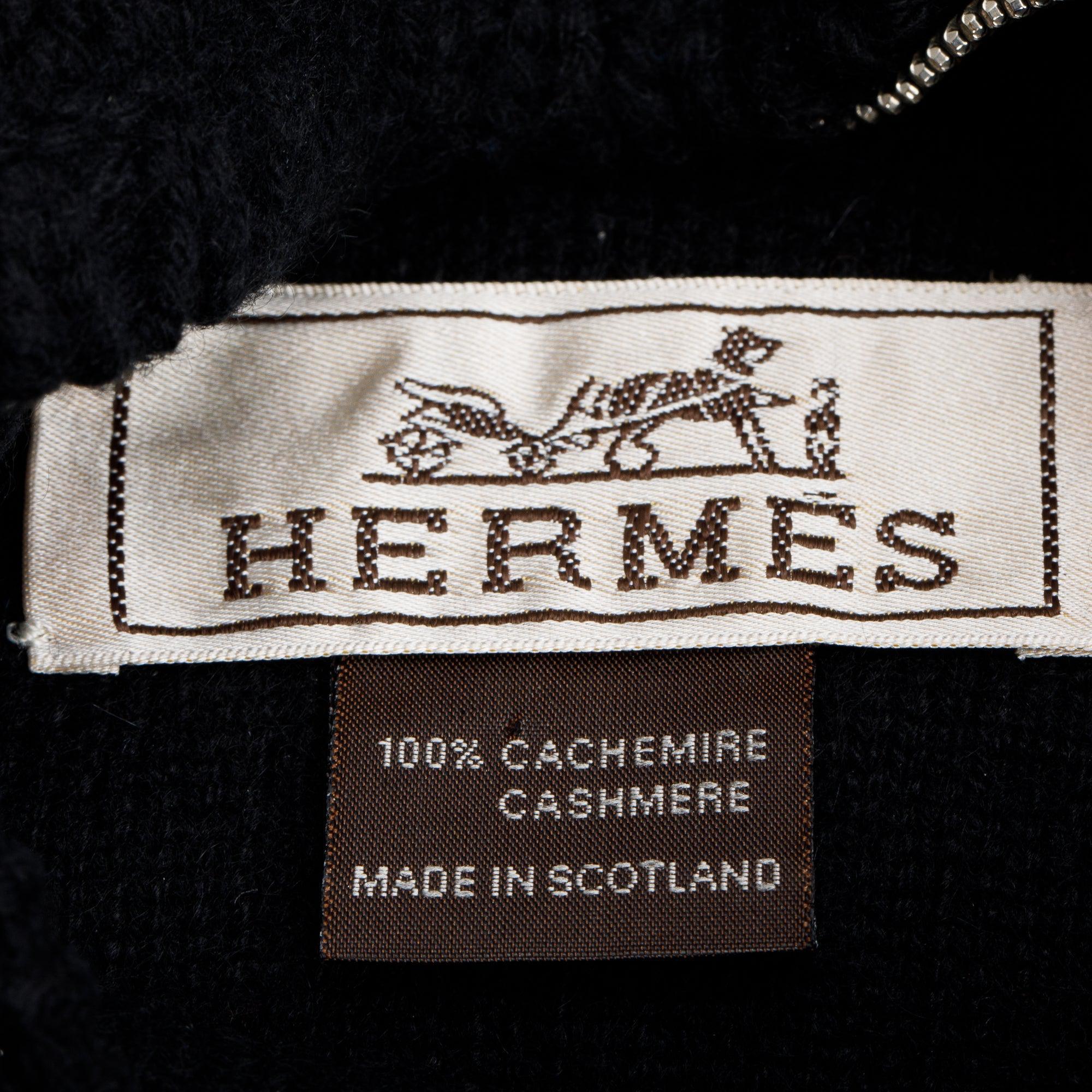 Hermes Noir Cashmere Zip Pocket Muffler