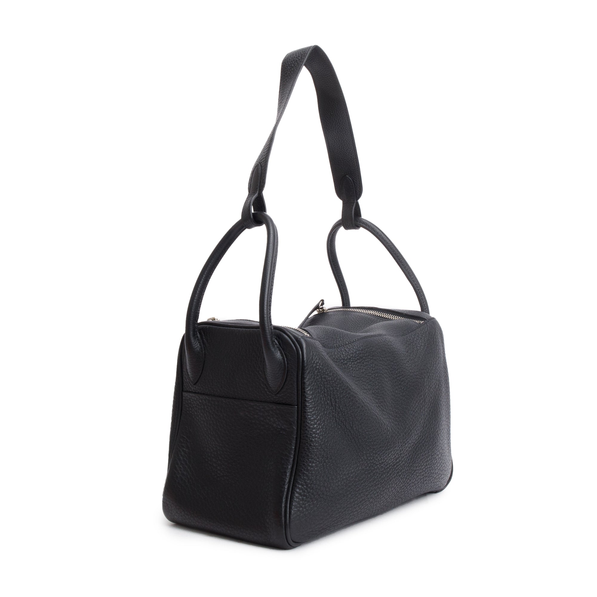 Hermes Noir Clemence Leather Lindy 30