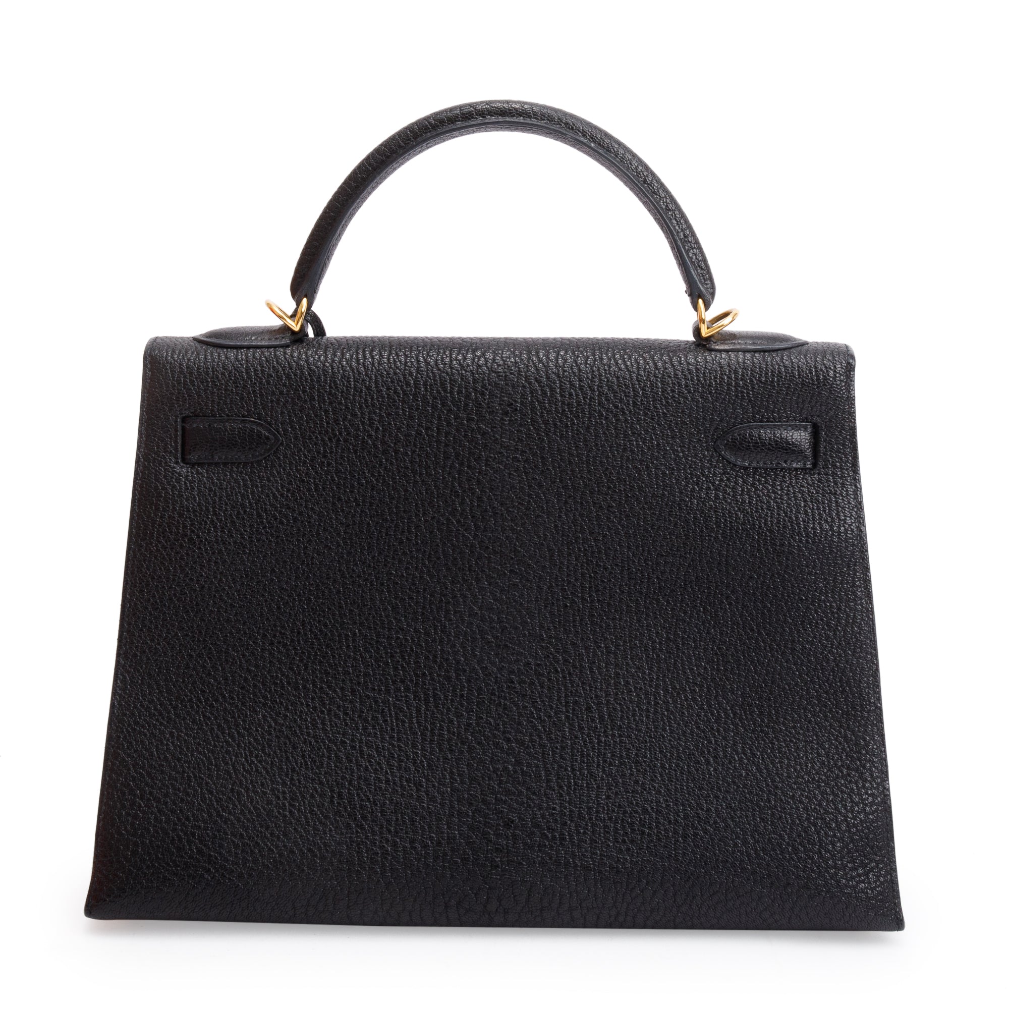 Hermes Noir Goatskin Kelly Sellier II 32 w/ Strap