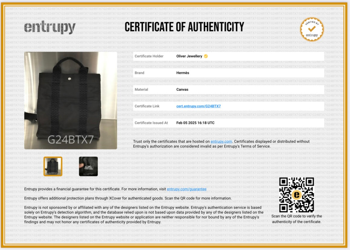 Hermes Noir Graphite Toile H Canvas Herline Backpack