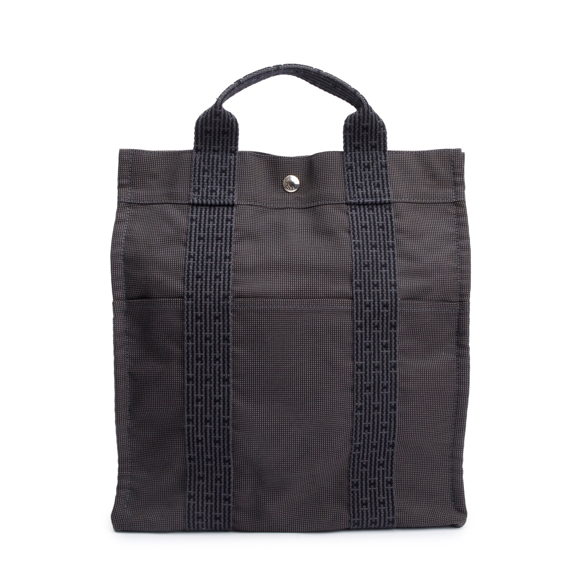Hermes Noir Graphite Toile H Canvas Herline Backpack