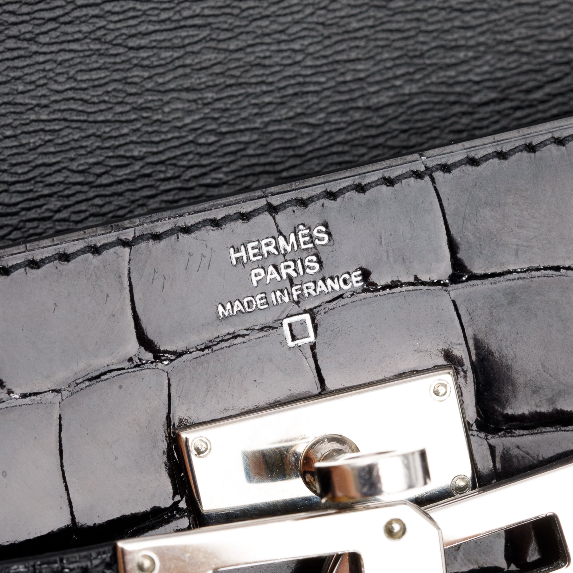 Hermes Noir Shiny Alligator Classic Kelly Longue Wallet w/ Box