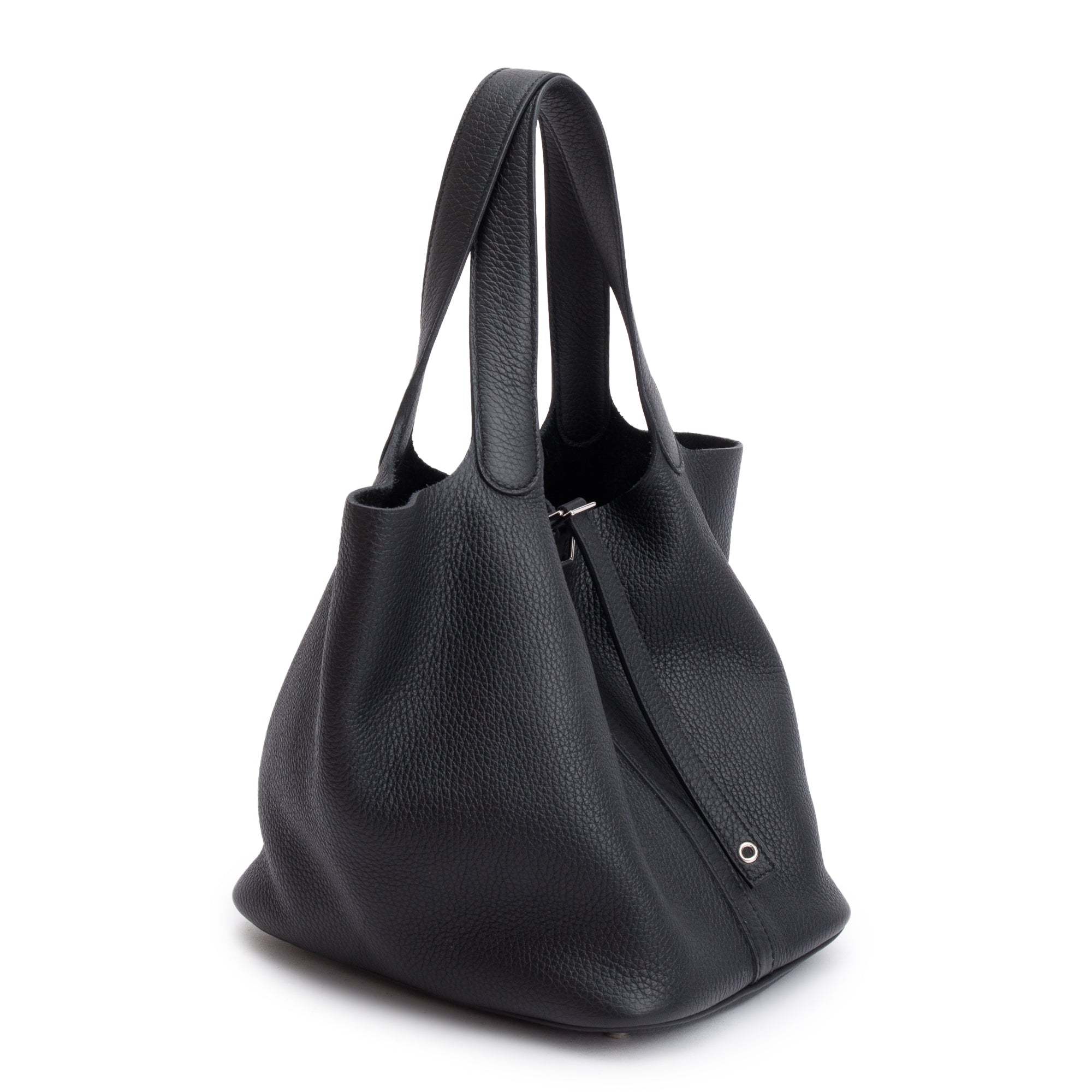 Hermes Noir So Black Taurillon Clemence Picotin Lock 22 w/ Box