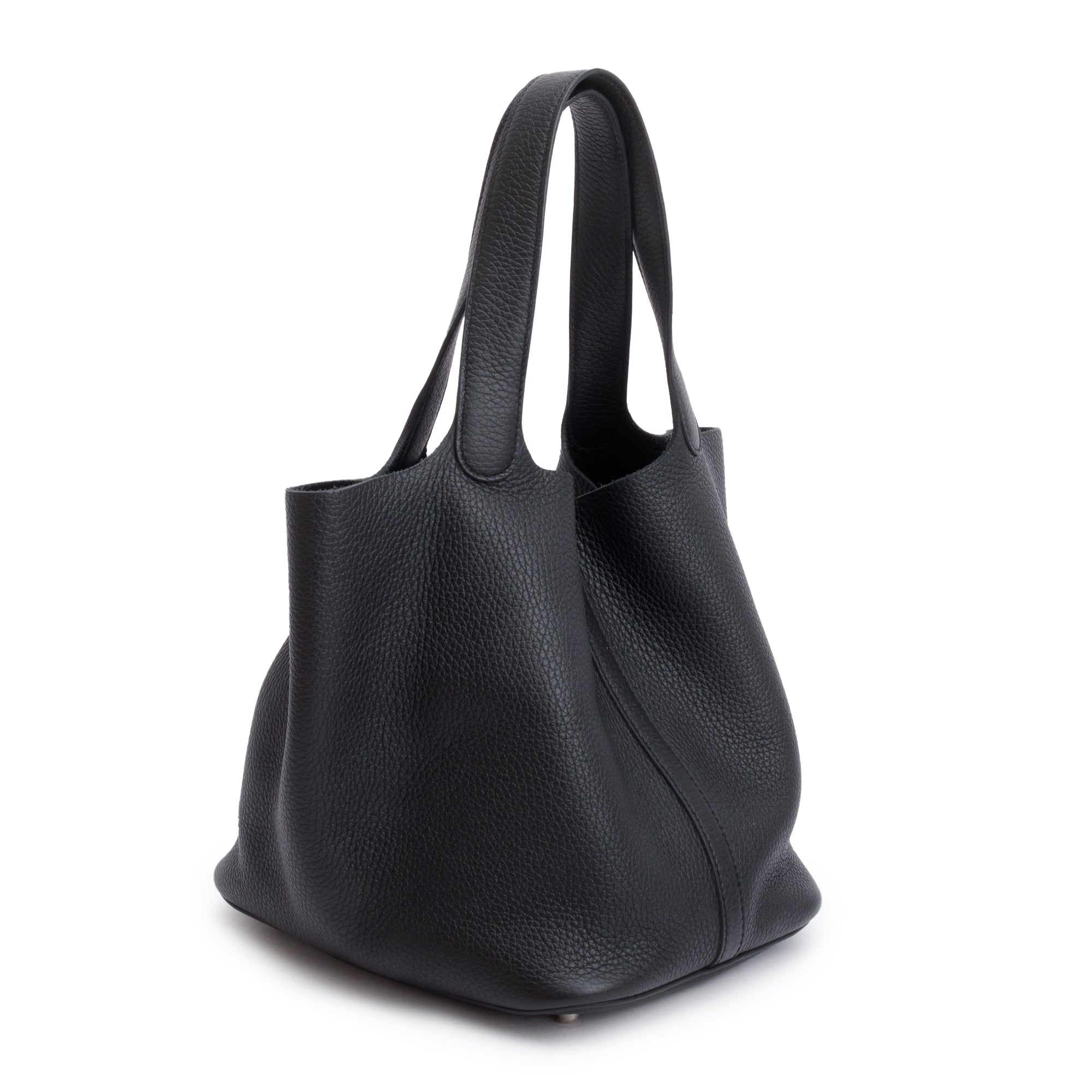 Hermes Noir So Black Taurillon Clemence Picotin Lock 22 w/ Box