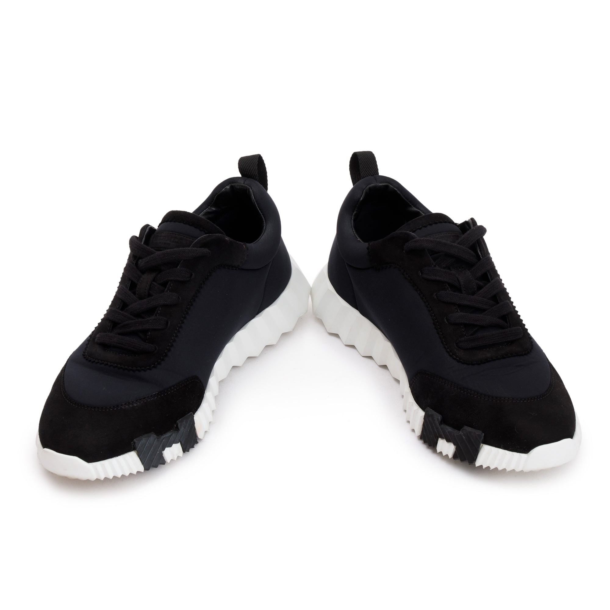 Hermes Noir Technical Mesh & Suede Goatskin Bouncing Sneakers, Size 41 w/ Box