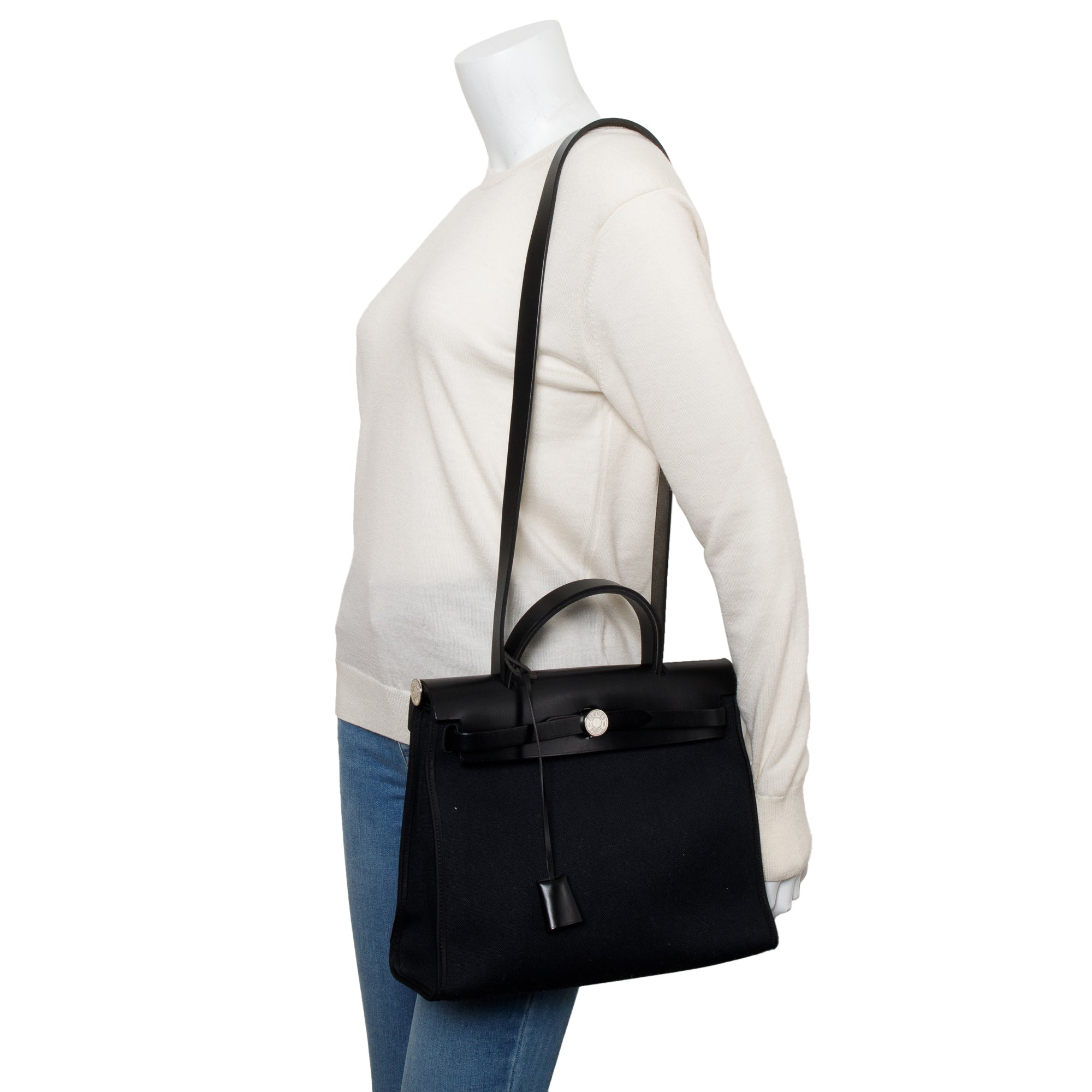 Hermes Noir Toile Militaire Vache Hunter Herbag Zip 31