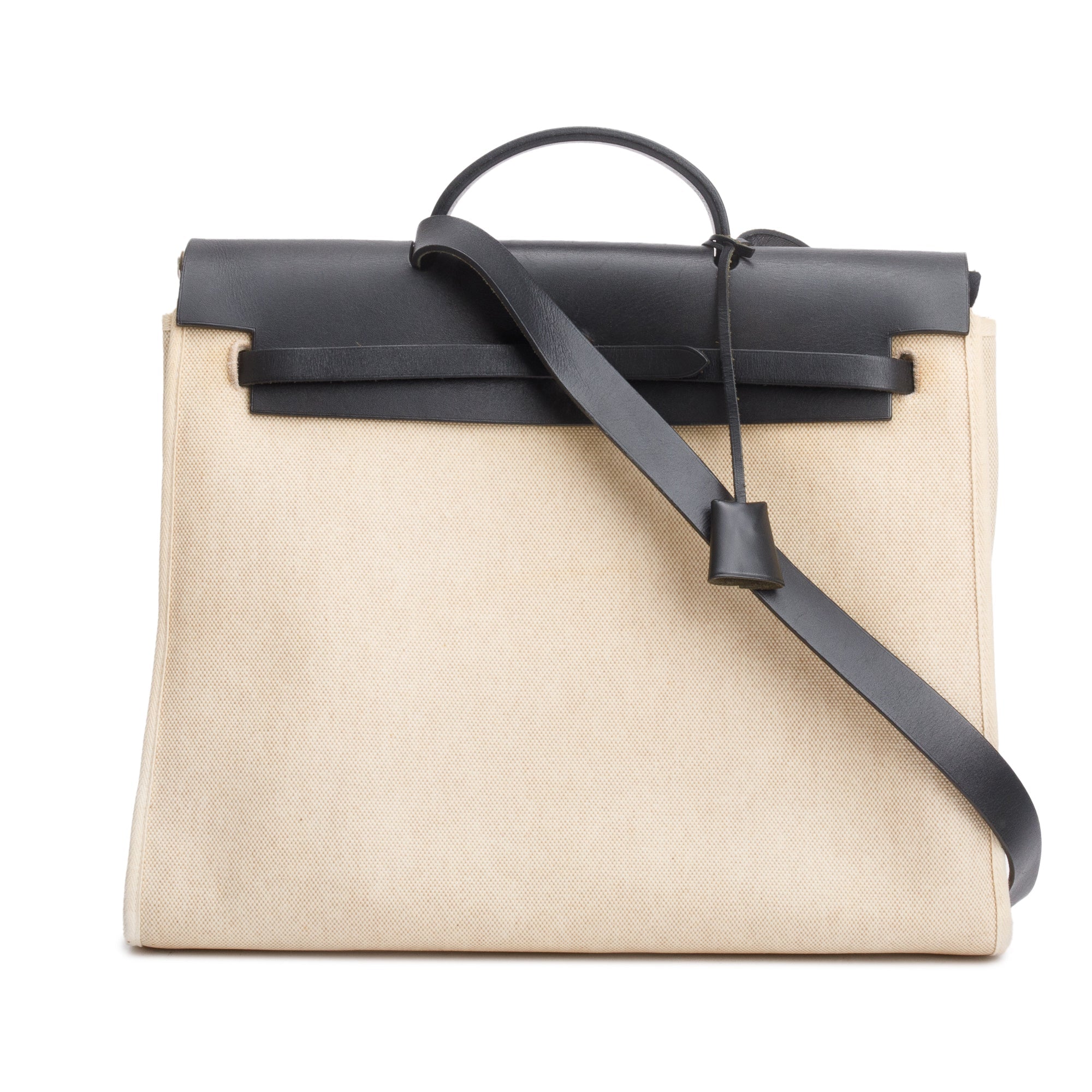 Hermes Noire Natural Toile Militaire Vache Hunter Herbag Zip 39