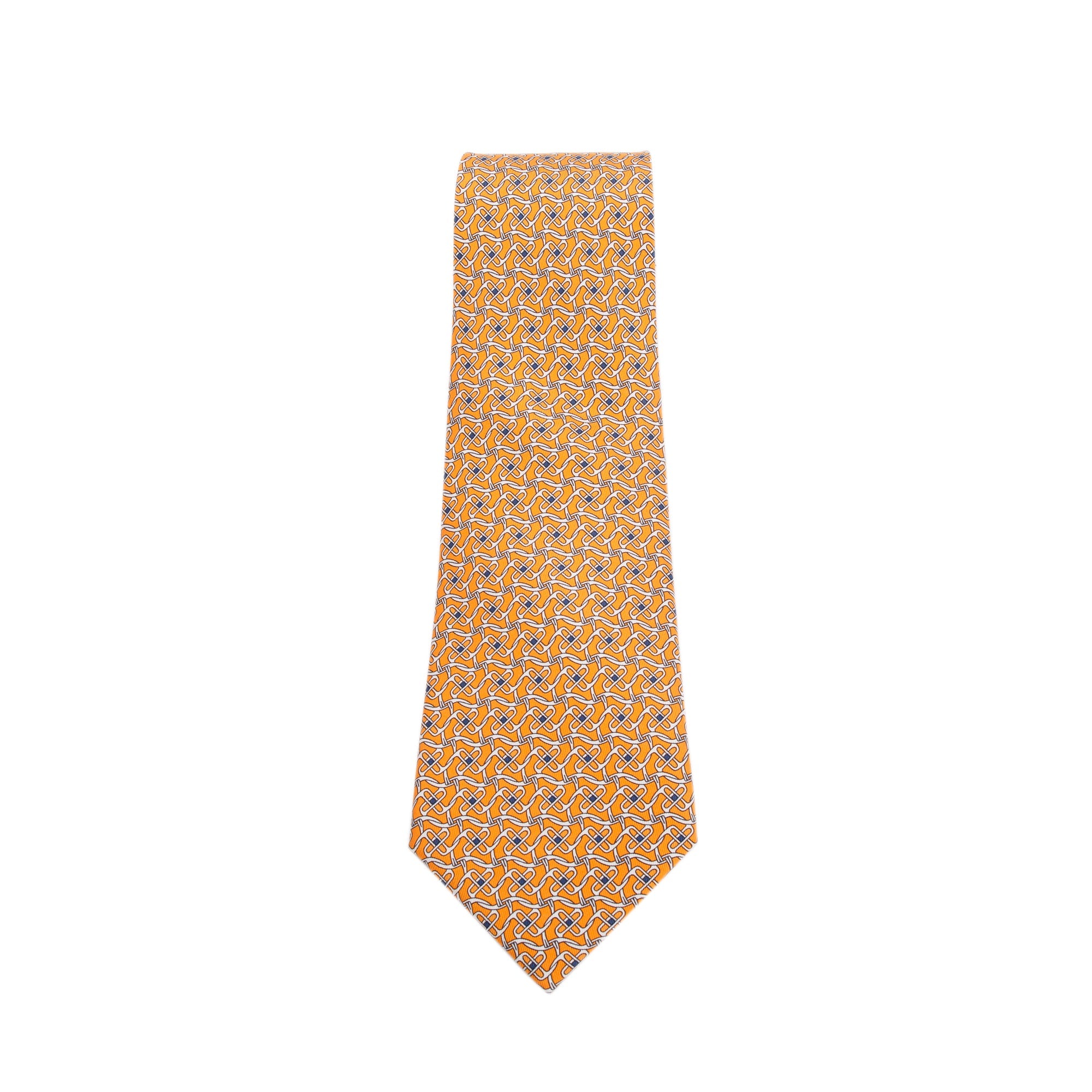 Hermes Orange 5525 UA Printed Silk Tie