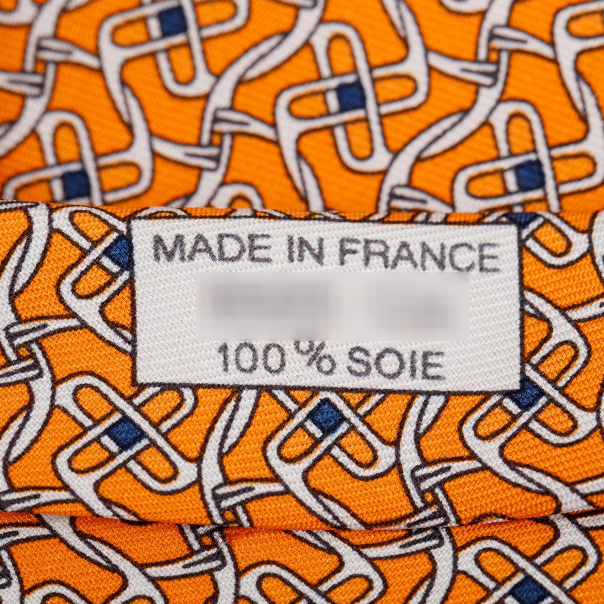 Hermes Orange 5525 UA Printed Silk Tie