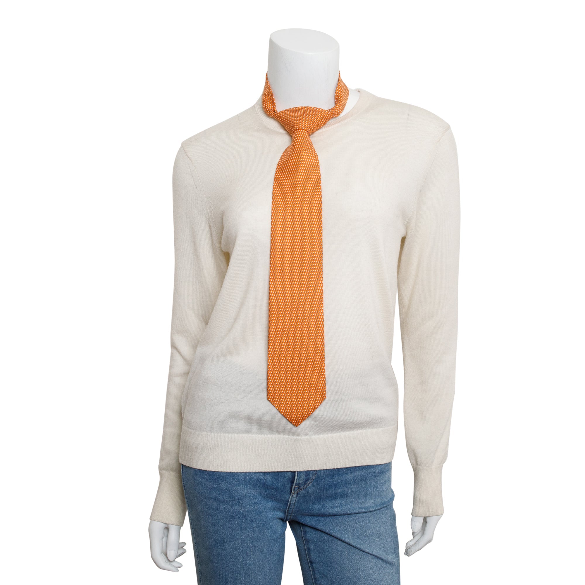 Hermes Orange 645728 PA Printed Silk Tie w/ Box