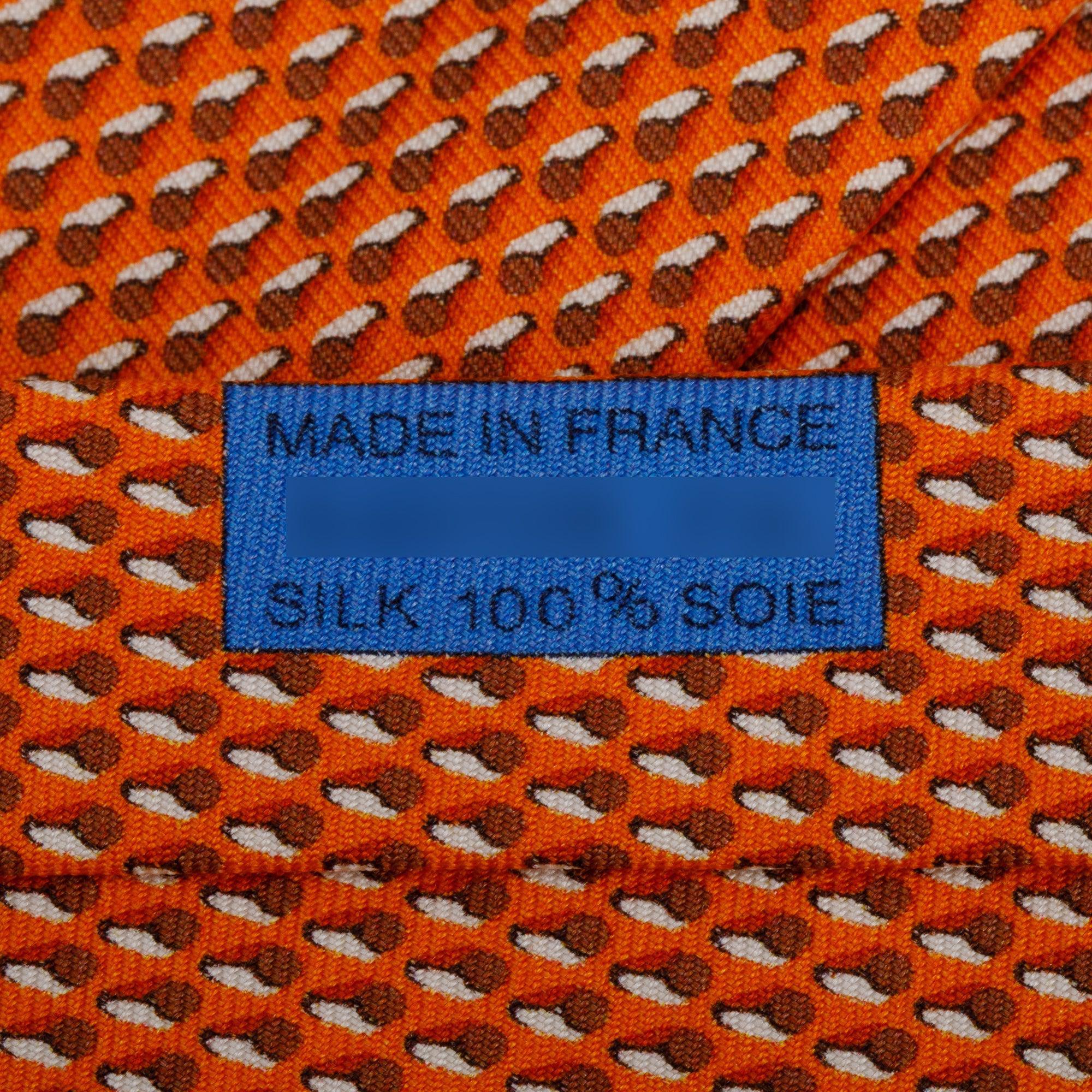 Hermes Orange 645728 PA Printed Silk Tie w/ Box