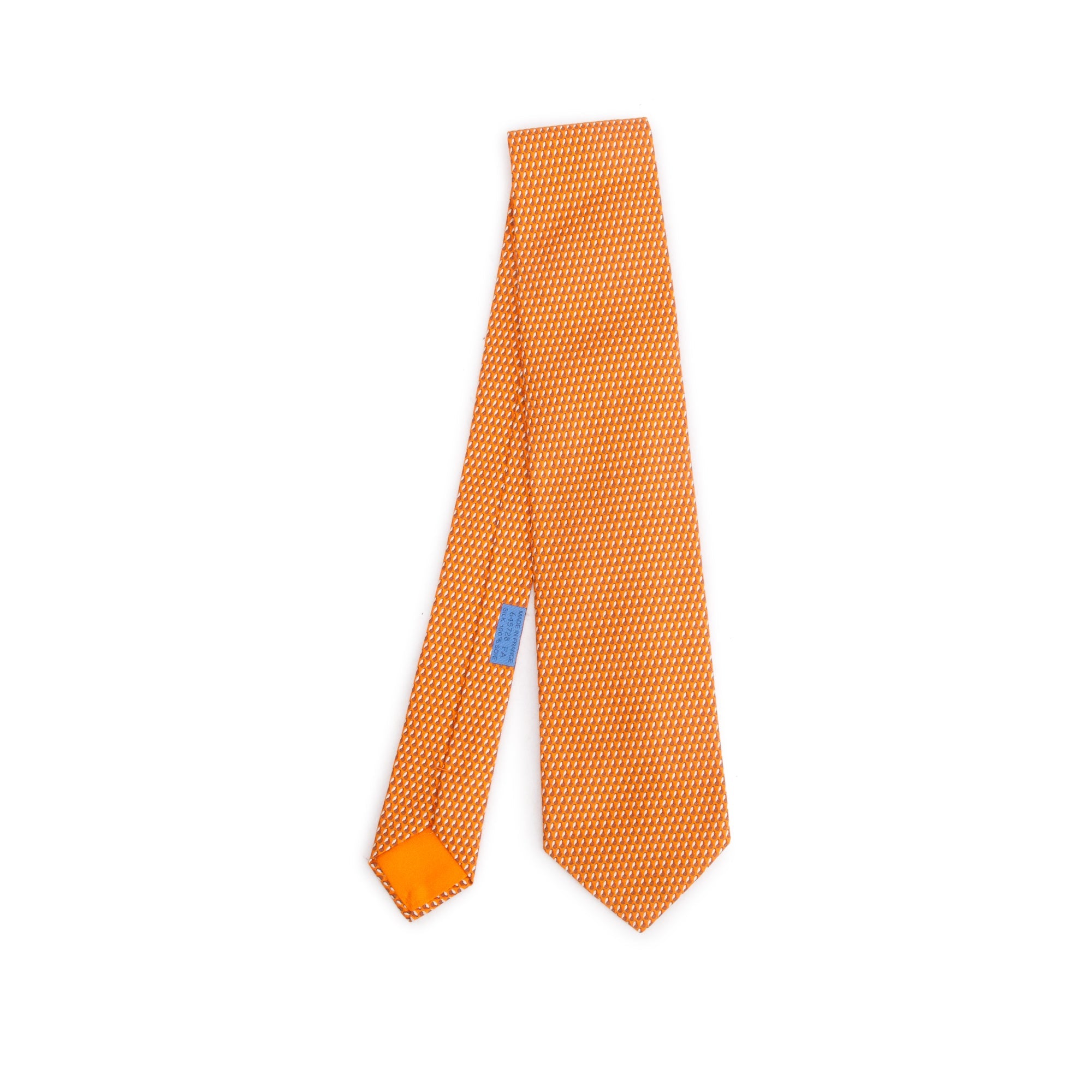 Hermes Orange 645728 PA Printed Silk Tie w/ Box