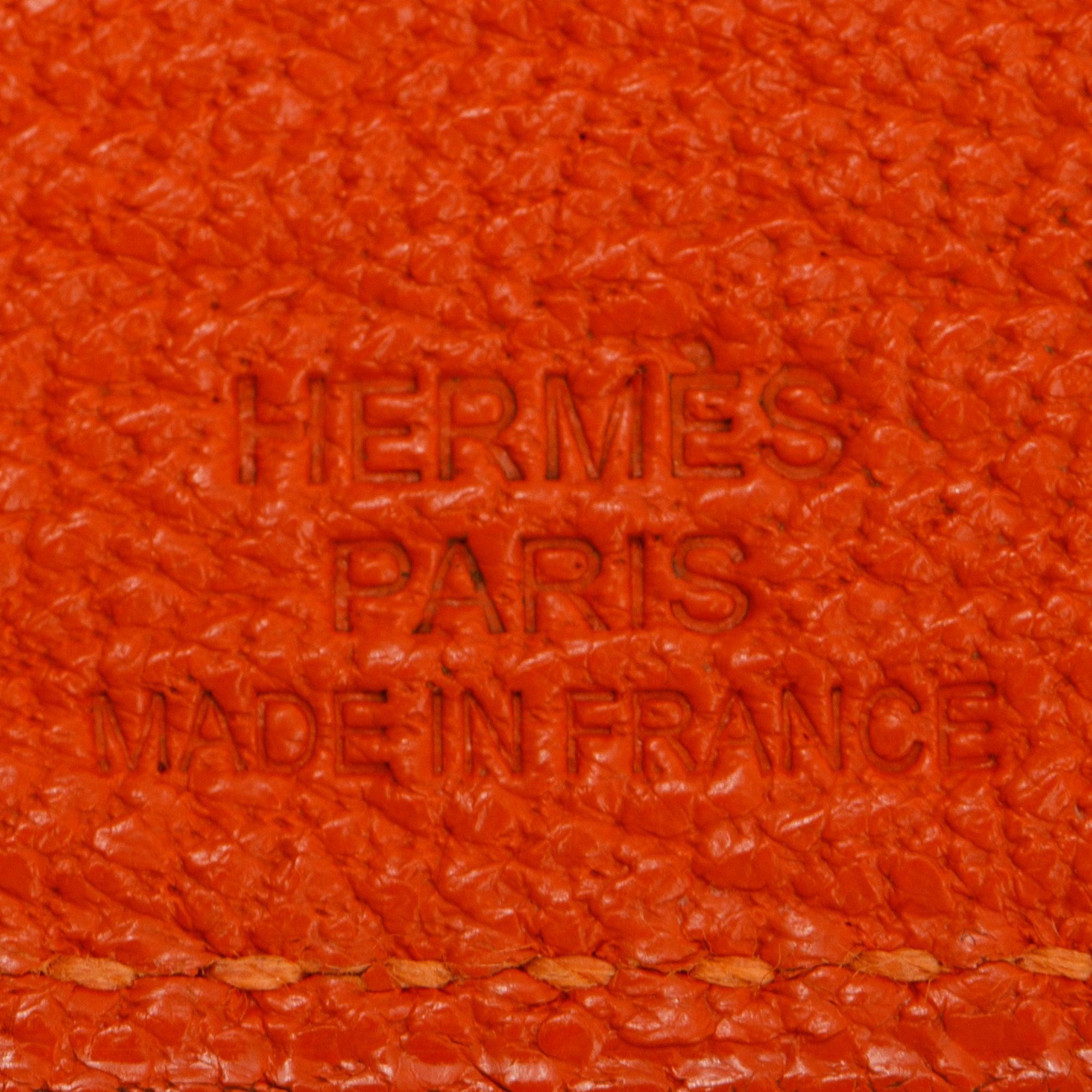 Hermes Orange Chevre Mysore Tarmac PM Passport Holder w/ Box