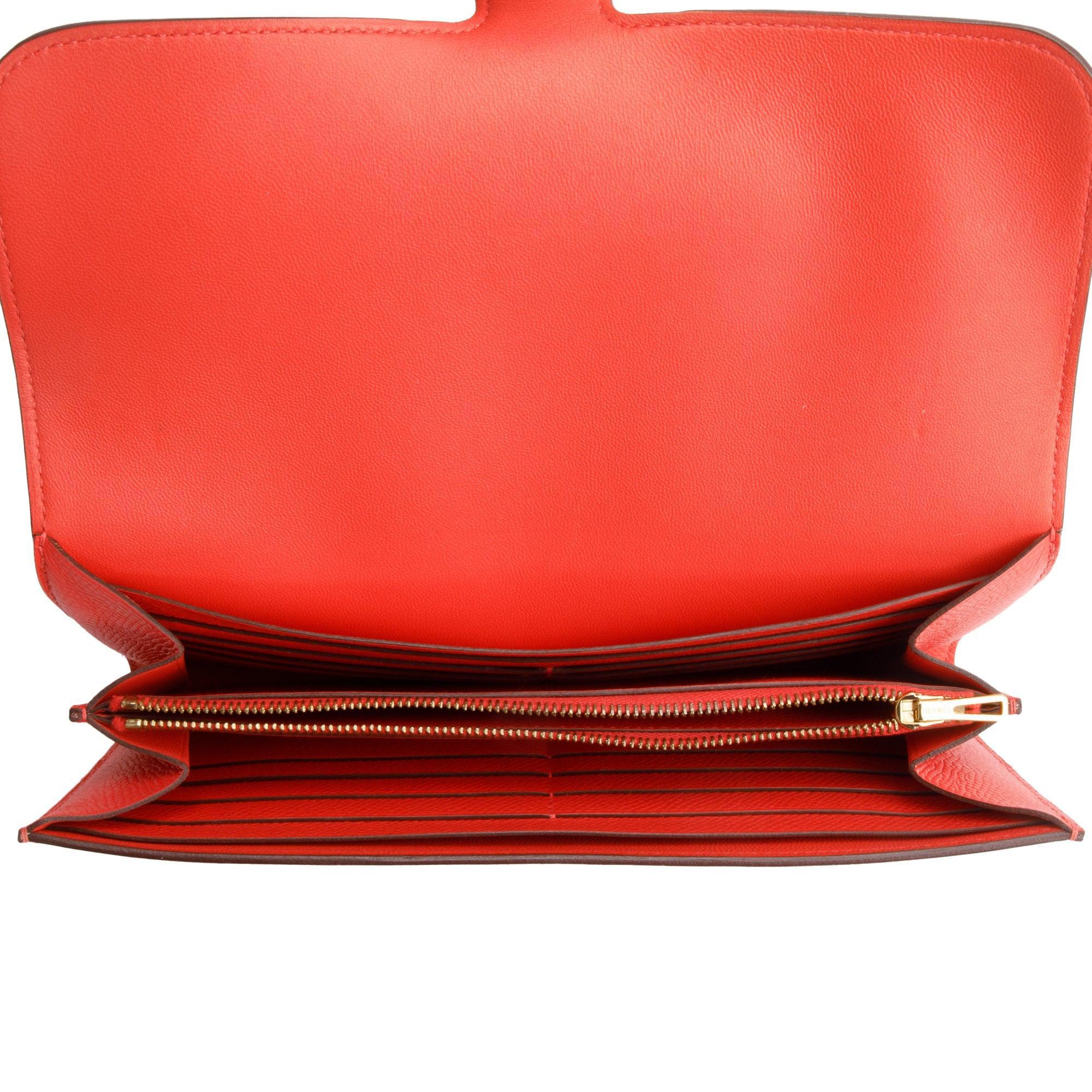Hermes Orange Epsom Leather Constance Long Wallet