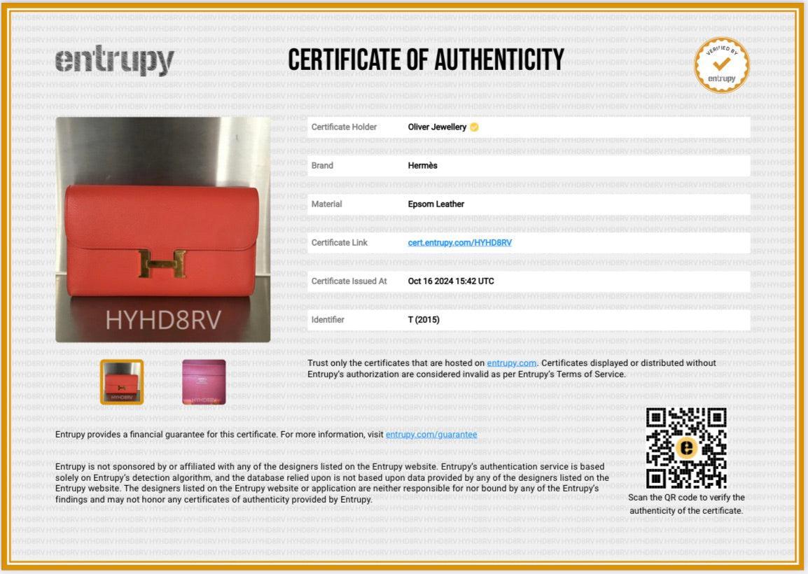 Hermes Orange Epsom Leather Constance Long Wallet