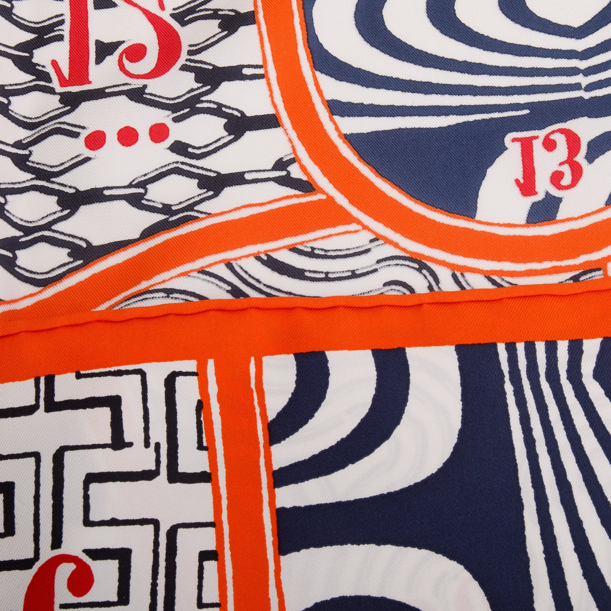 Hermes Orange 'Jeu de Soie' Silk Scarf 90