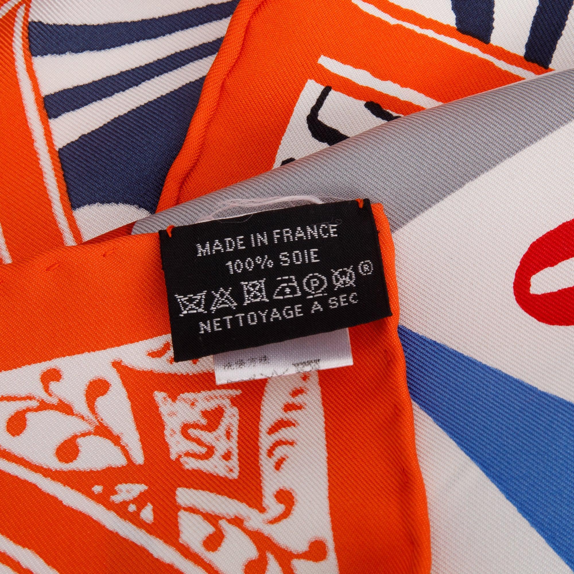 Hermes Orange 'Jeu de Soie' Silk Scarf 90