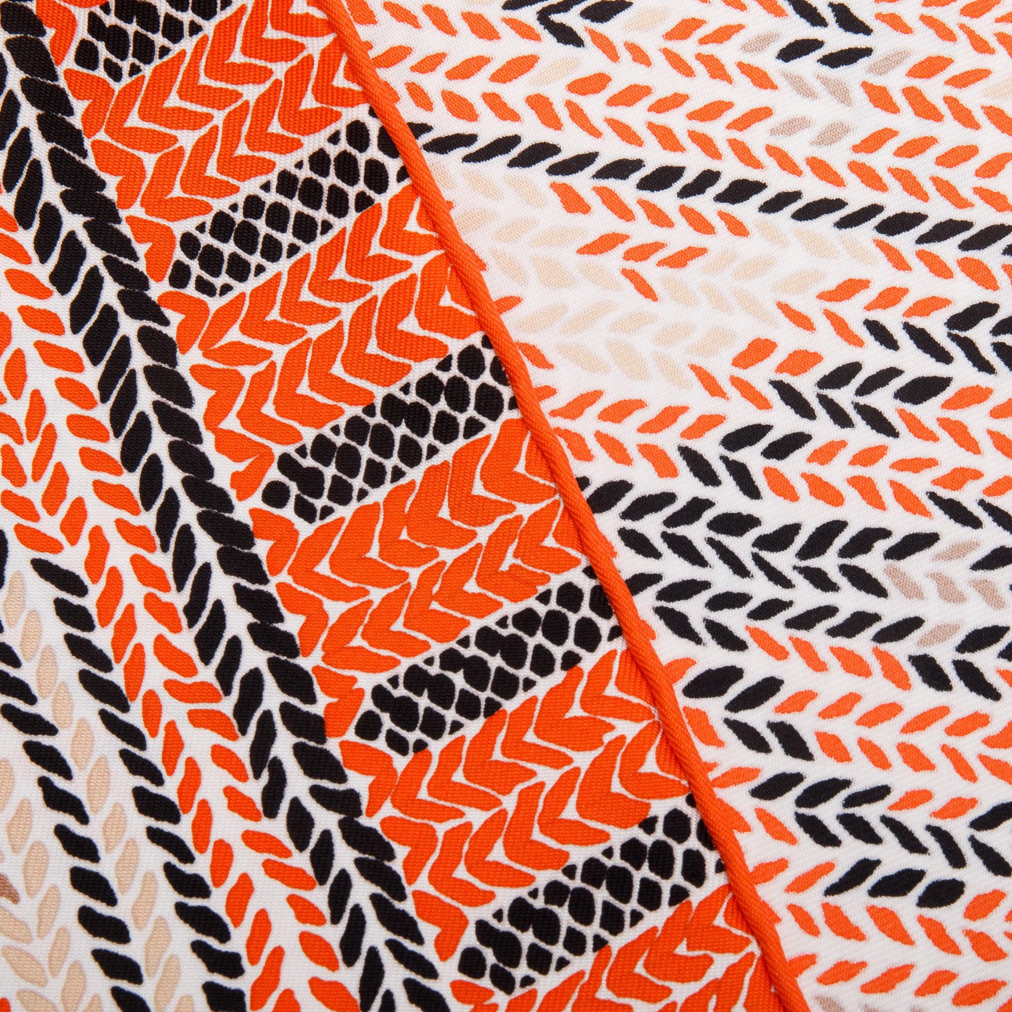 Hermes Orange Multicolor 'Coin Du Feu' Silk Scarf 90 w/ Box & Receipt