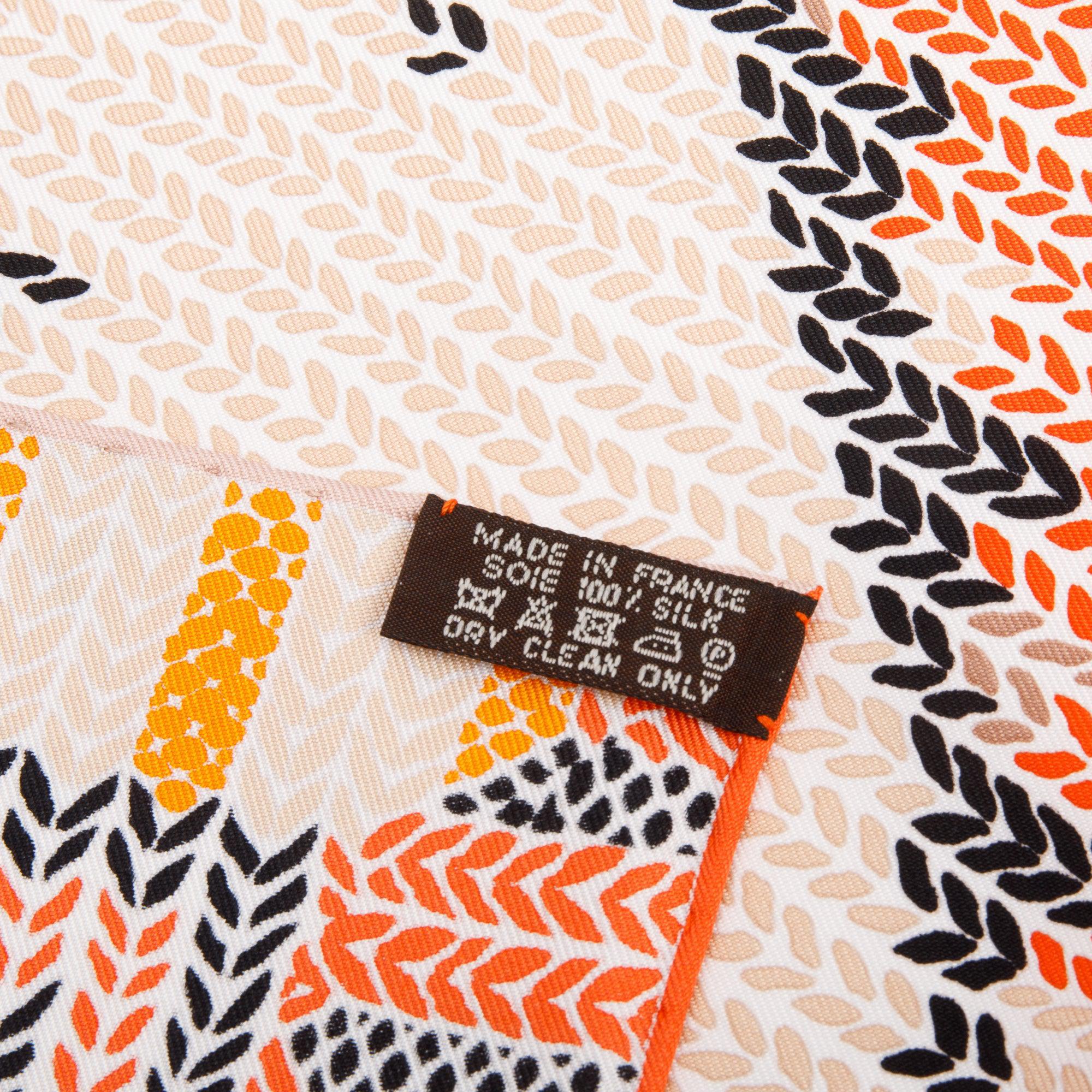 Hermes Orange Multicolor 'Coin Du Feu' Silk Scarf 90 w/ Box & Receipt