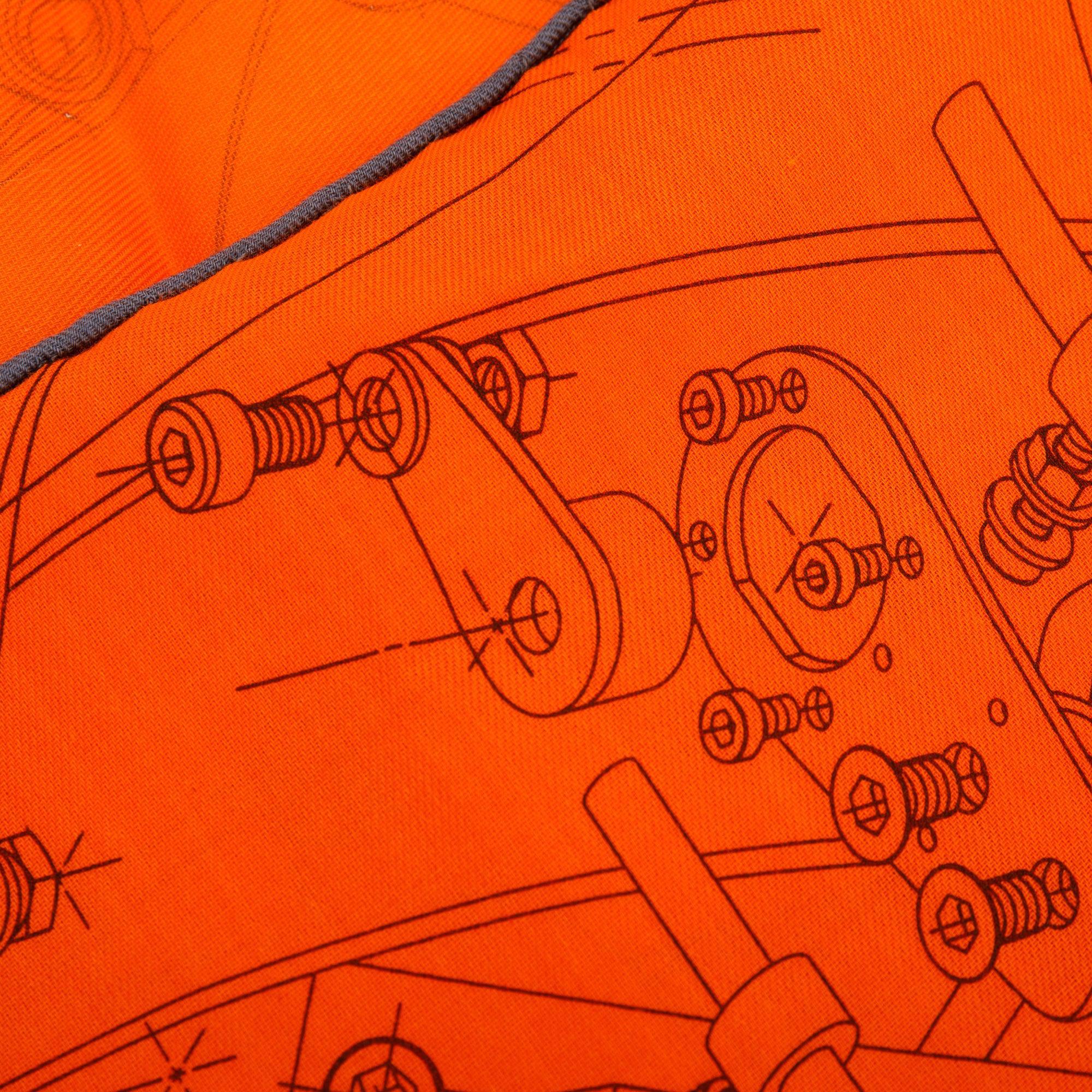 Hermes Orange Reve De Mecanique Elementaire Cotton Scarf 65
