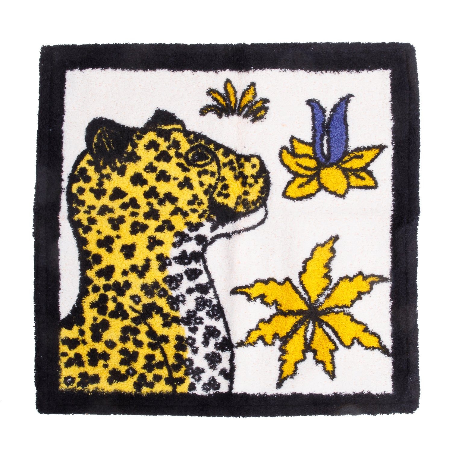 Hermes Orange/Multicolor 'Caledo Plage Leopards' Cotton Square Bath Towel w/ Box