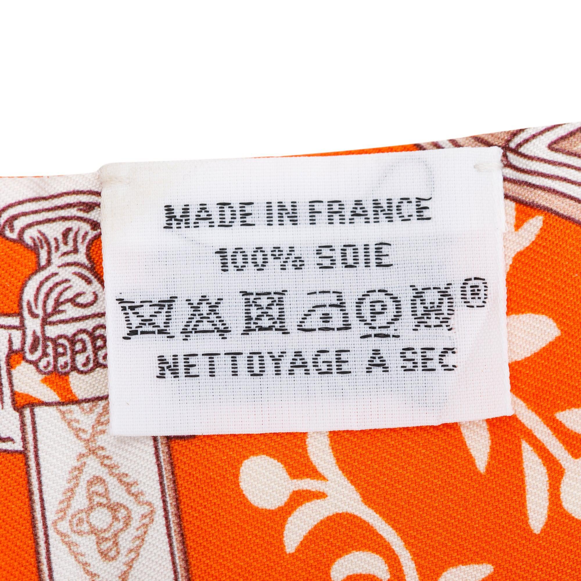 Hermes Orange/Multicolor 'Etriers Remix' Silk Twilly w/ Box