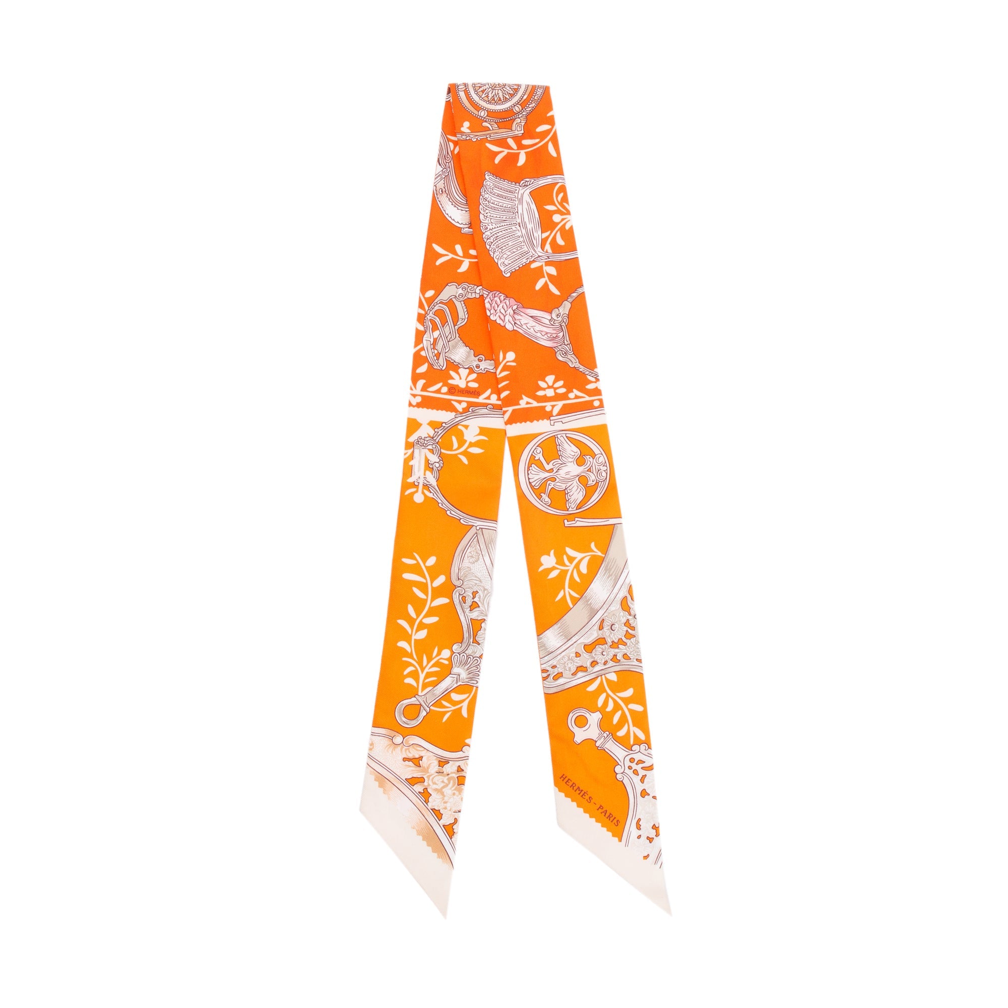Hermes Orange/Multicolor 'Etriers Remix' Silk Twilly w/ Box – OLIVER'S