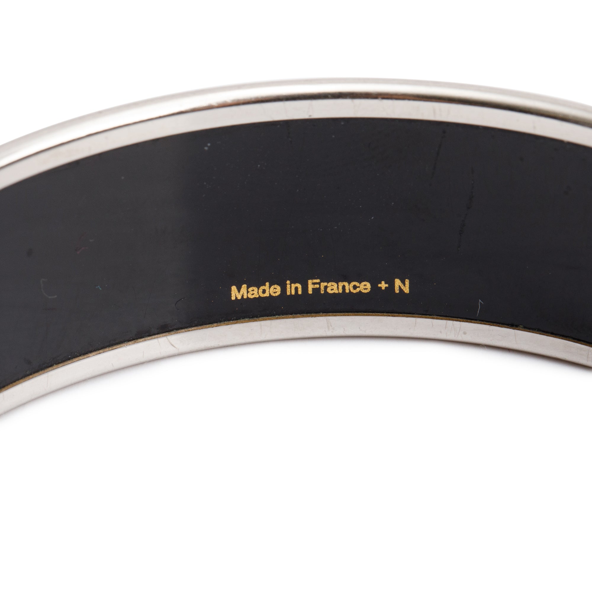 Hermes Paladium-Plated Calèche Blue Enamel Wide Bangle