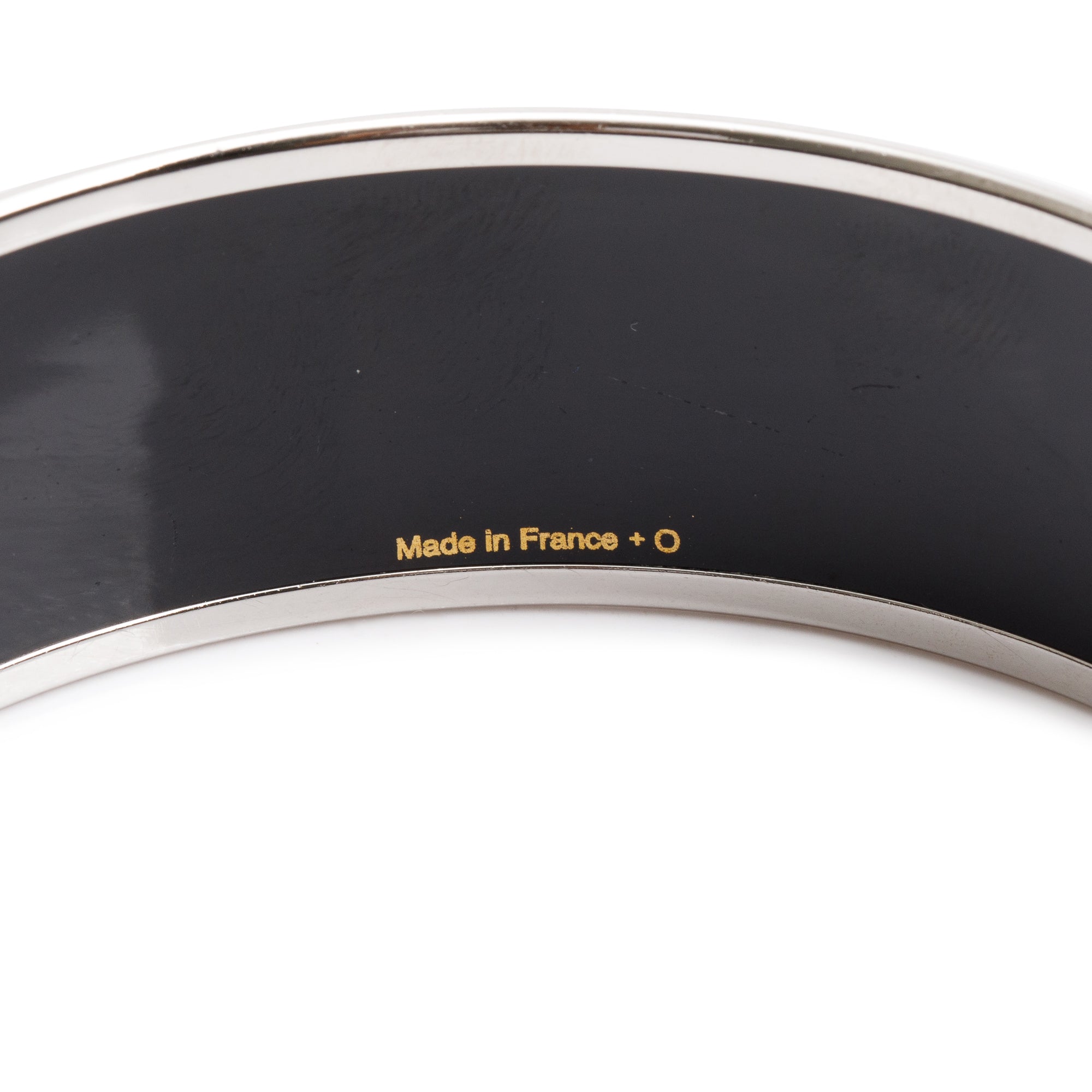 Hermes Paladium-Plated Grand Apparat Enamel Wide Bangle