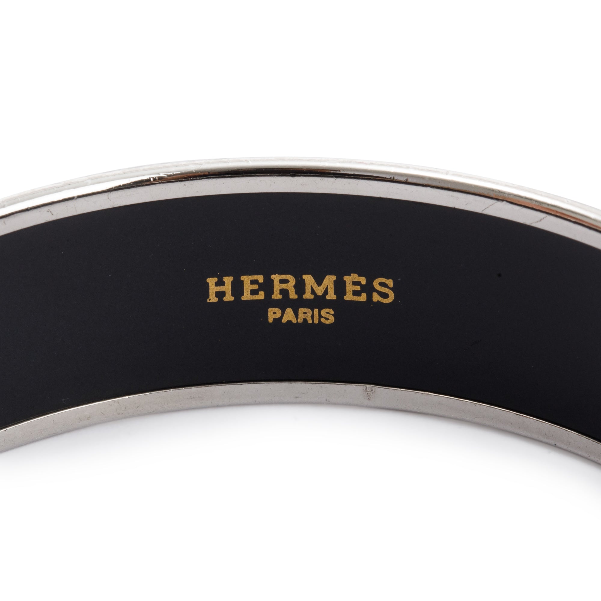 Hermes Paladium-Plated Multicolor Striped Enamel Wide Bangle
