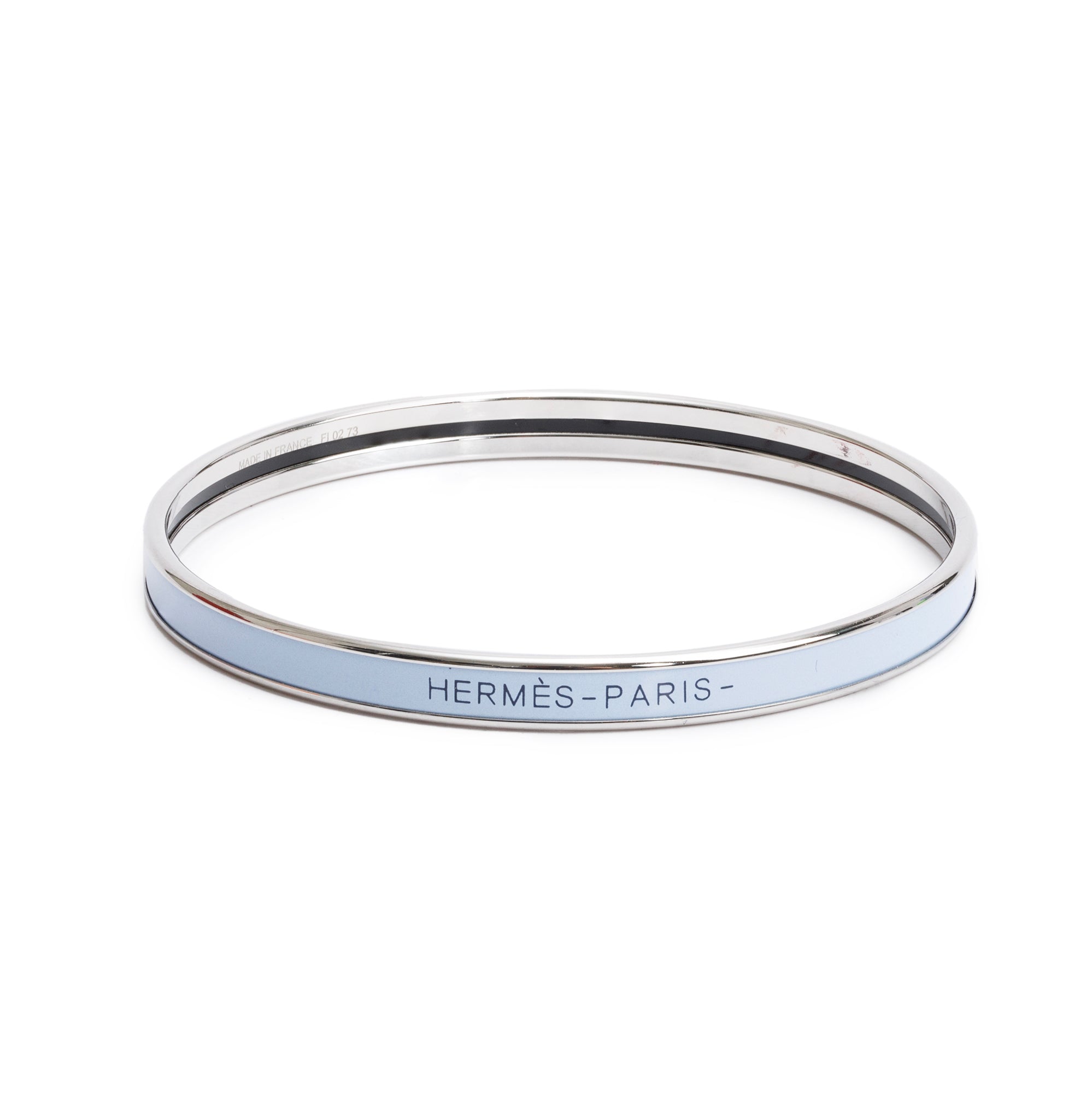 Hermes Paladium-Plated Purple Enamel Uni Bangle w/ Box