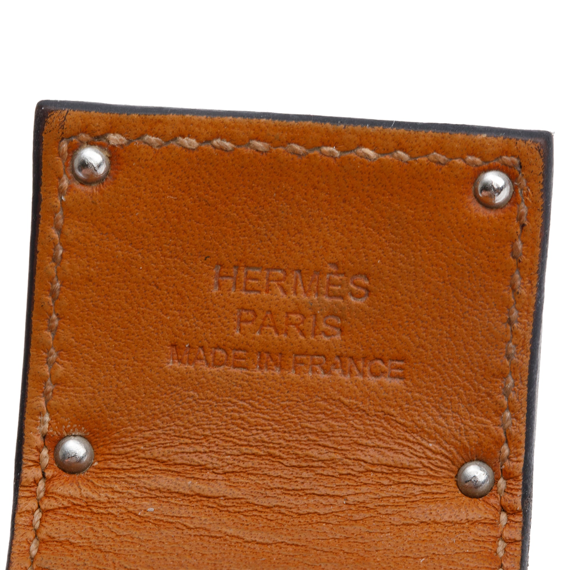 Hermes Palladium-Plated Black Box Calfskin Leather Kelly Dog Bracelet, Size T2 w/ Box